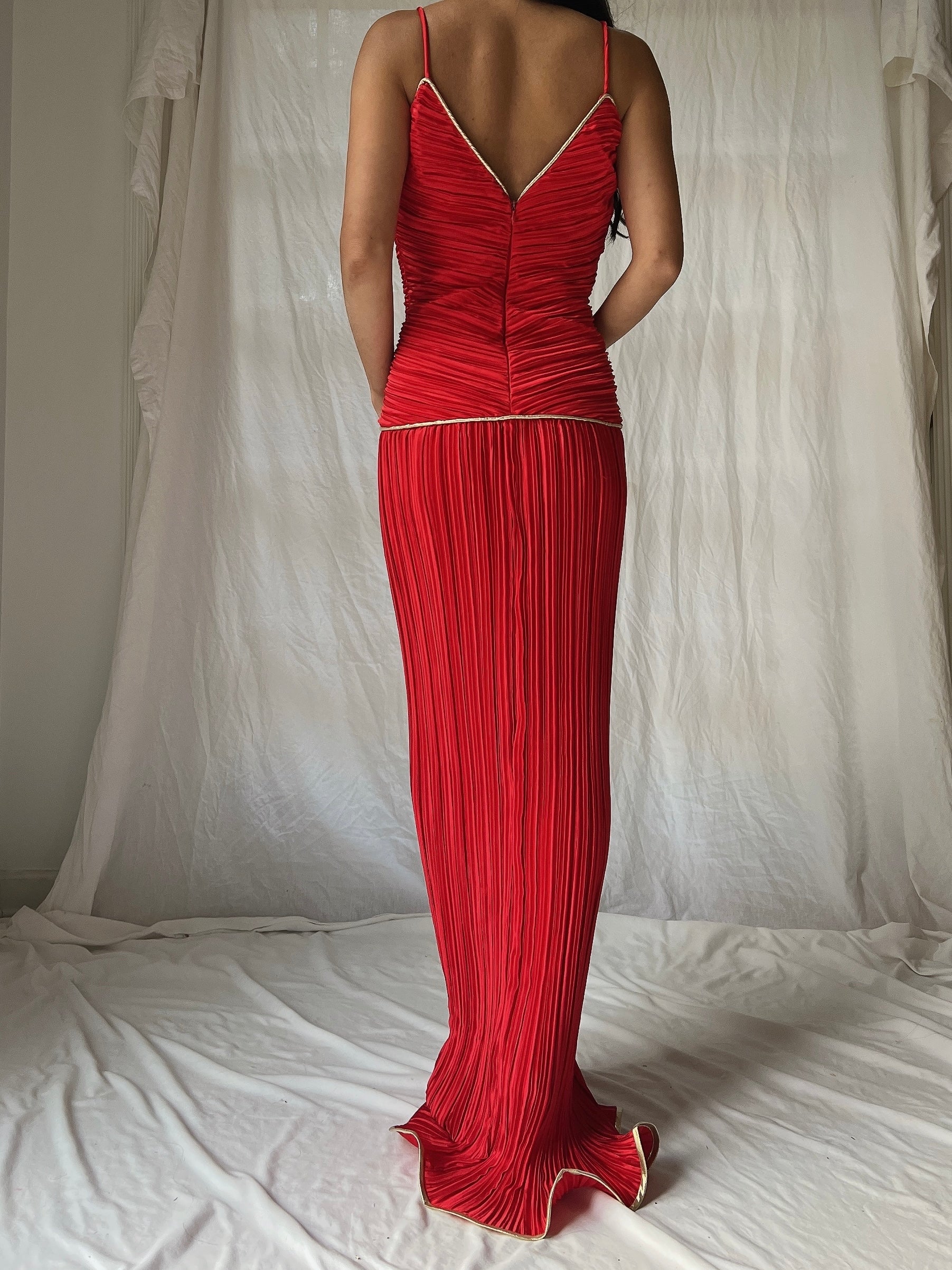 Vintage Micropleated Column Dress - S
