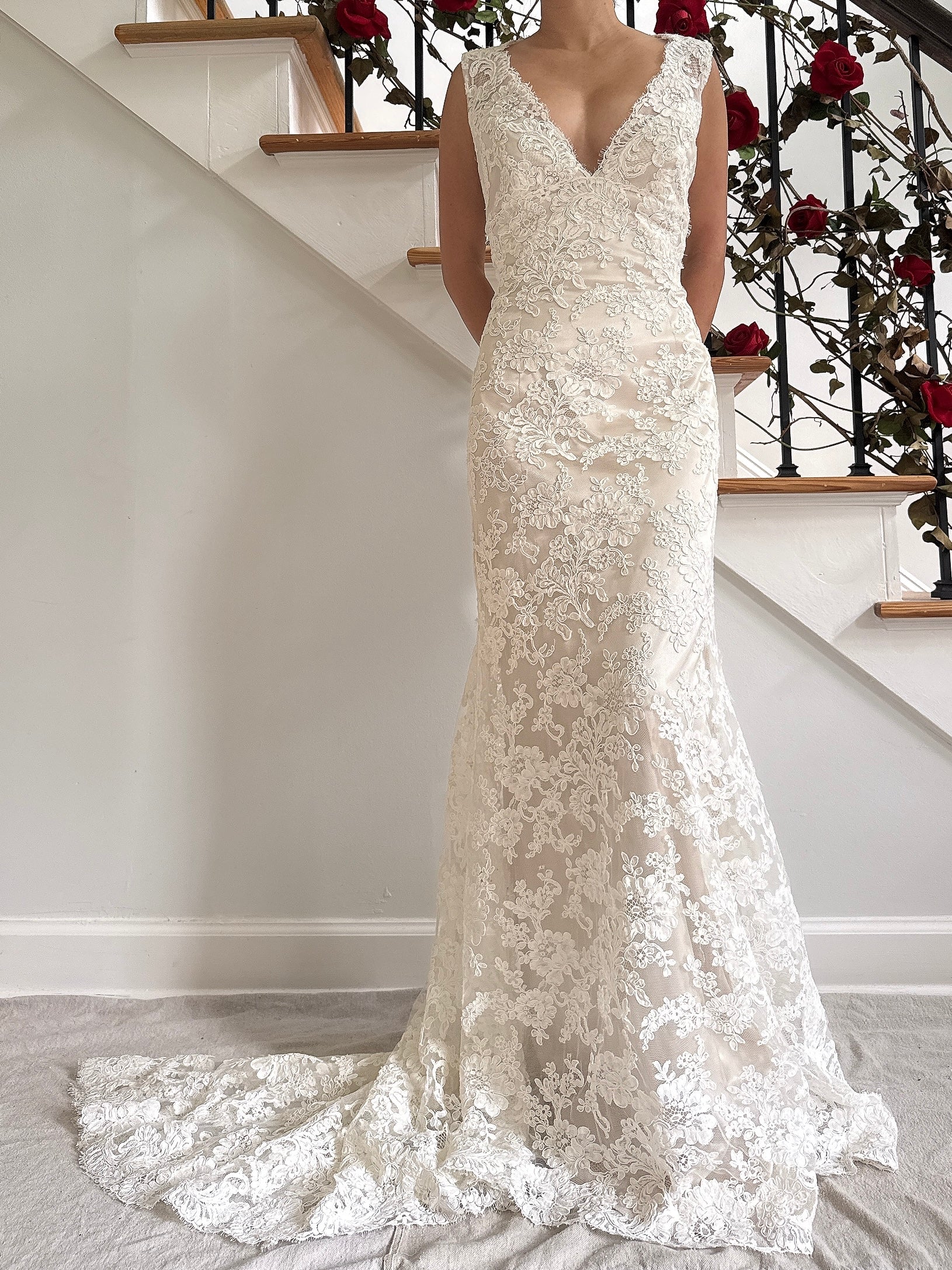 Vintage Jim Hjelm Corded Alecon Lace Gown - M/8