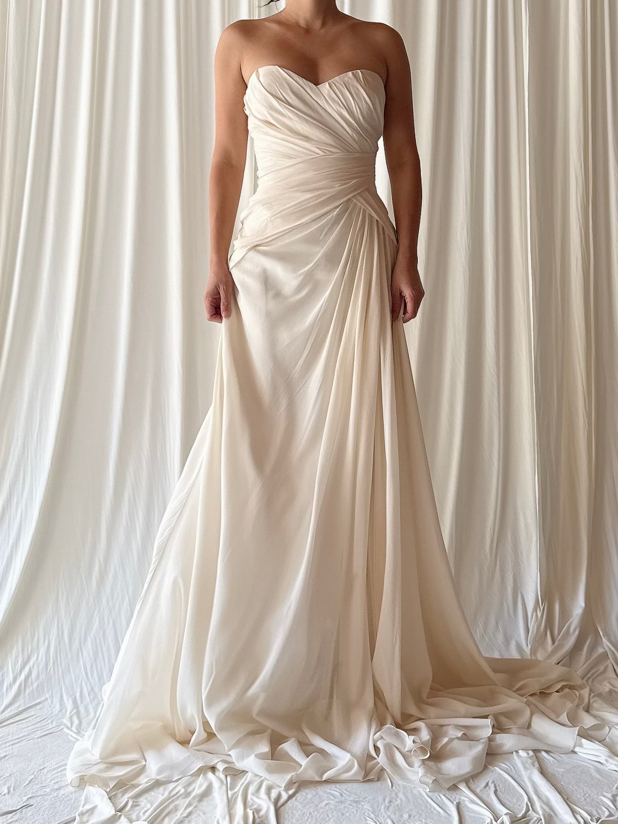Gemy Maalouf Silk Chiffon Draped Gown - S/M