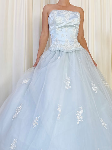 Vintage Alliage Paris Light Blue Tulle Dress - XS
