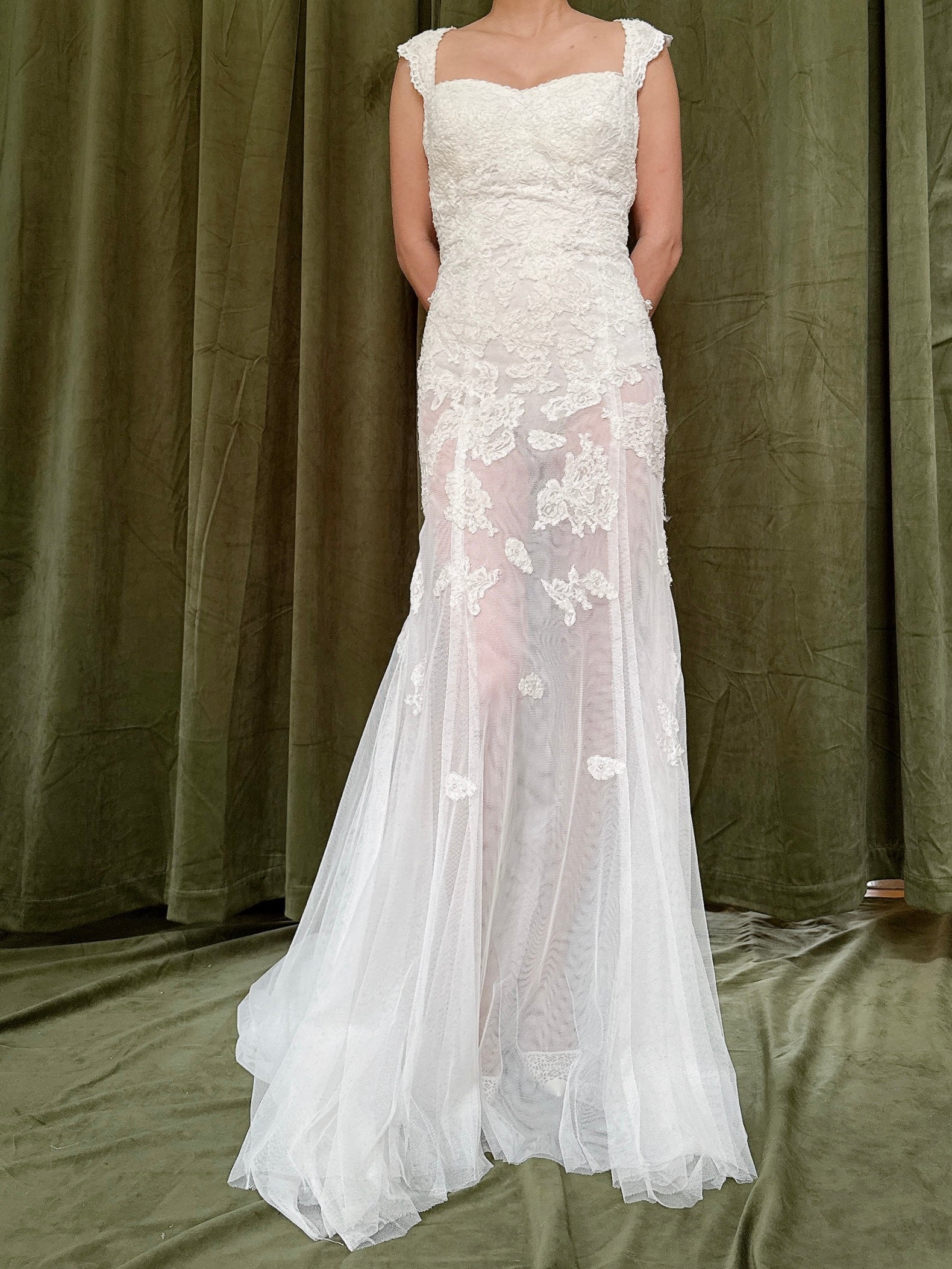Vintage Sheer Lace Dress - S