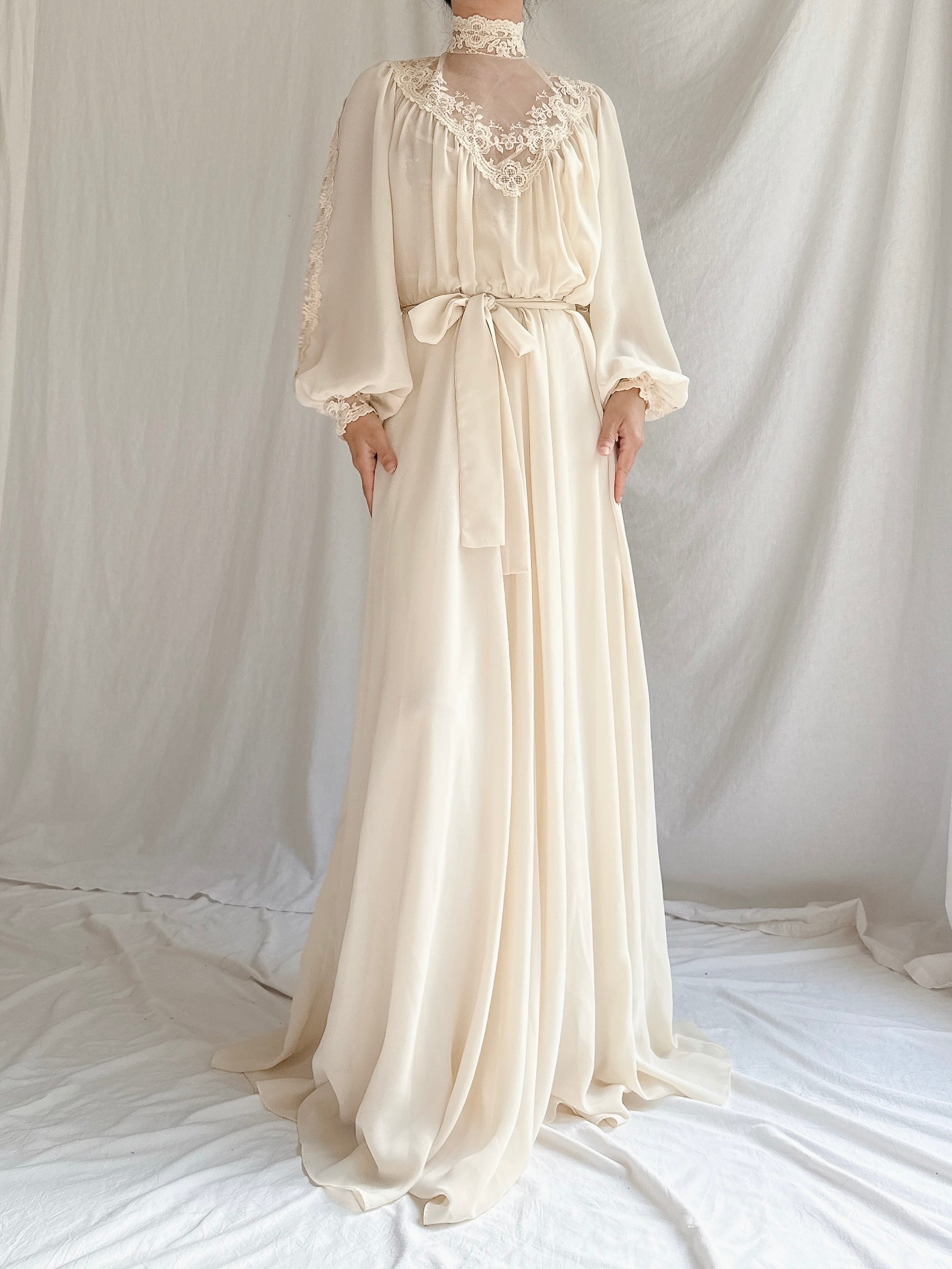 1970s Poet Sleeve Gown - M