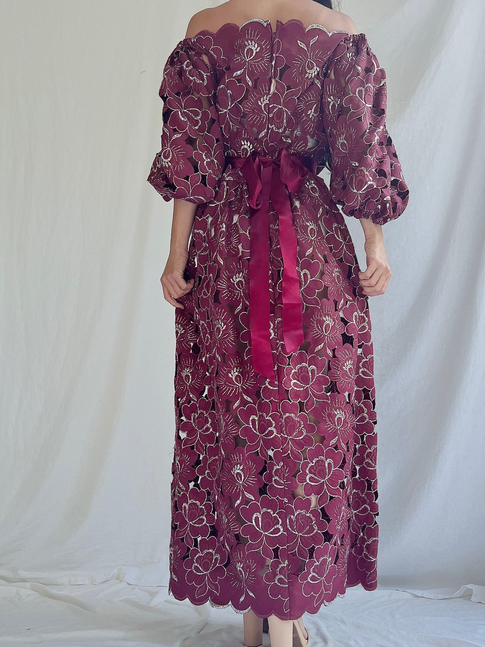 Vintage Floral Cutout Dress - S