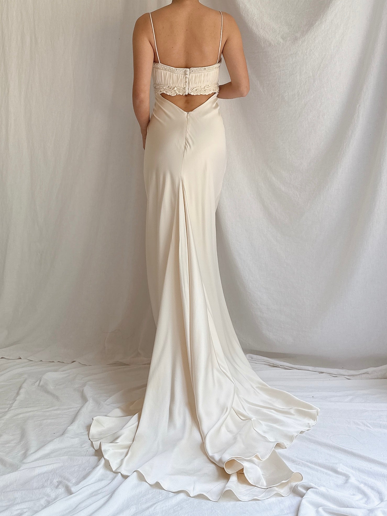 Vintage Silk Charmeuse Gown - XS/2-4