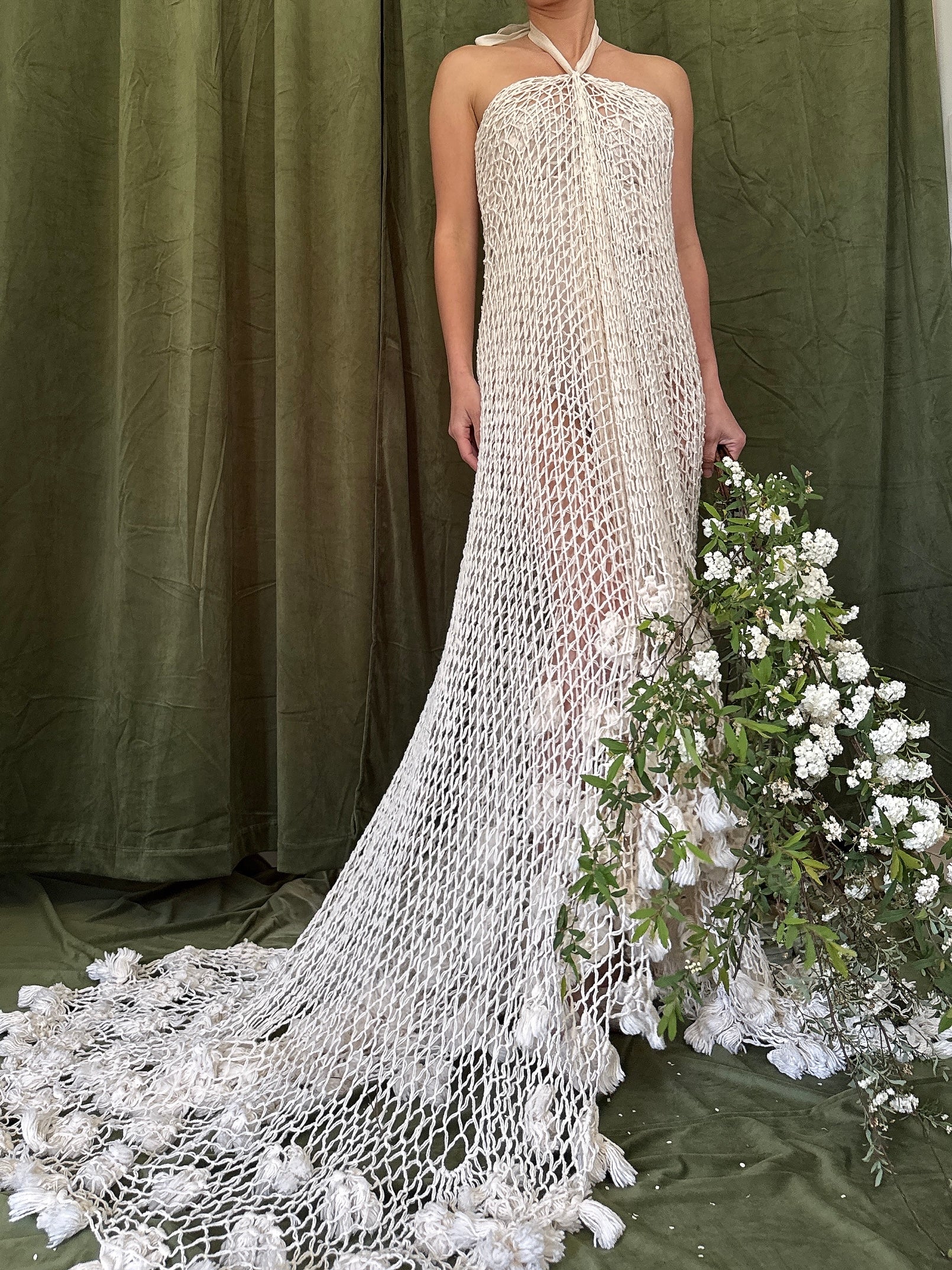 Vintage Handmade Knit Shawl Dress - OSFM