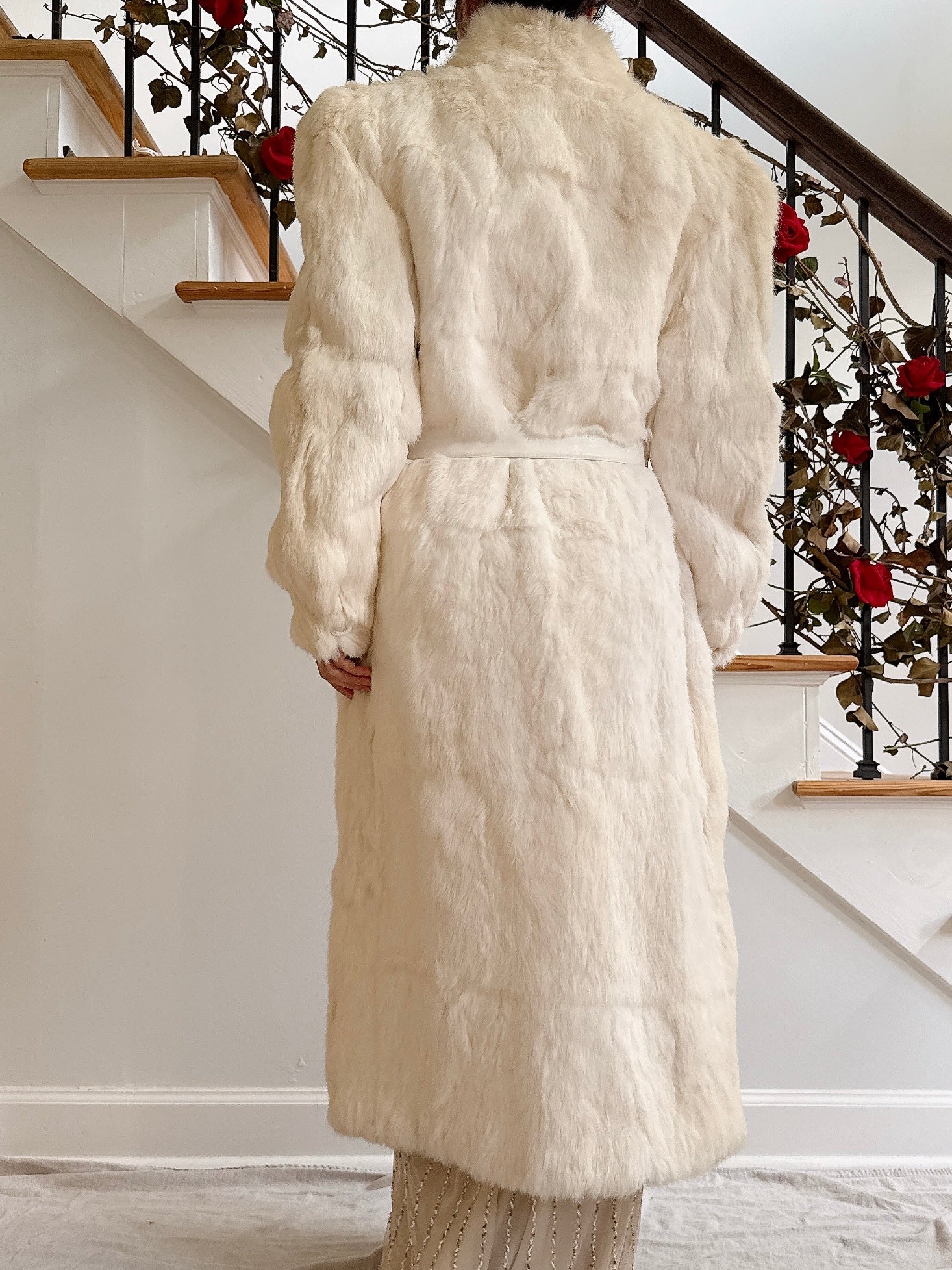 Vintage Hong Kong White Full Length Fur Coat - Size Small