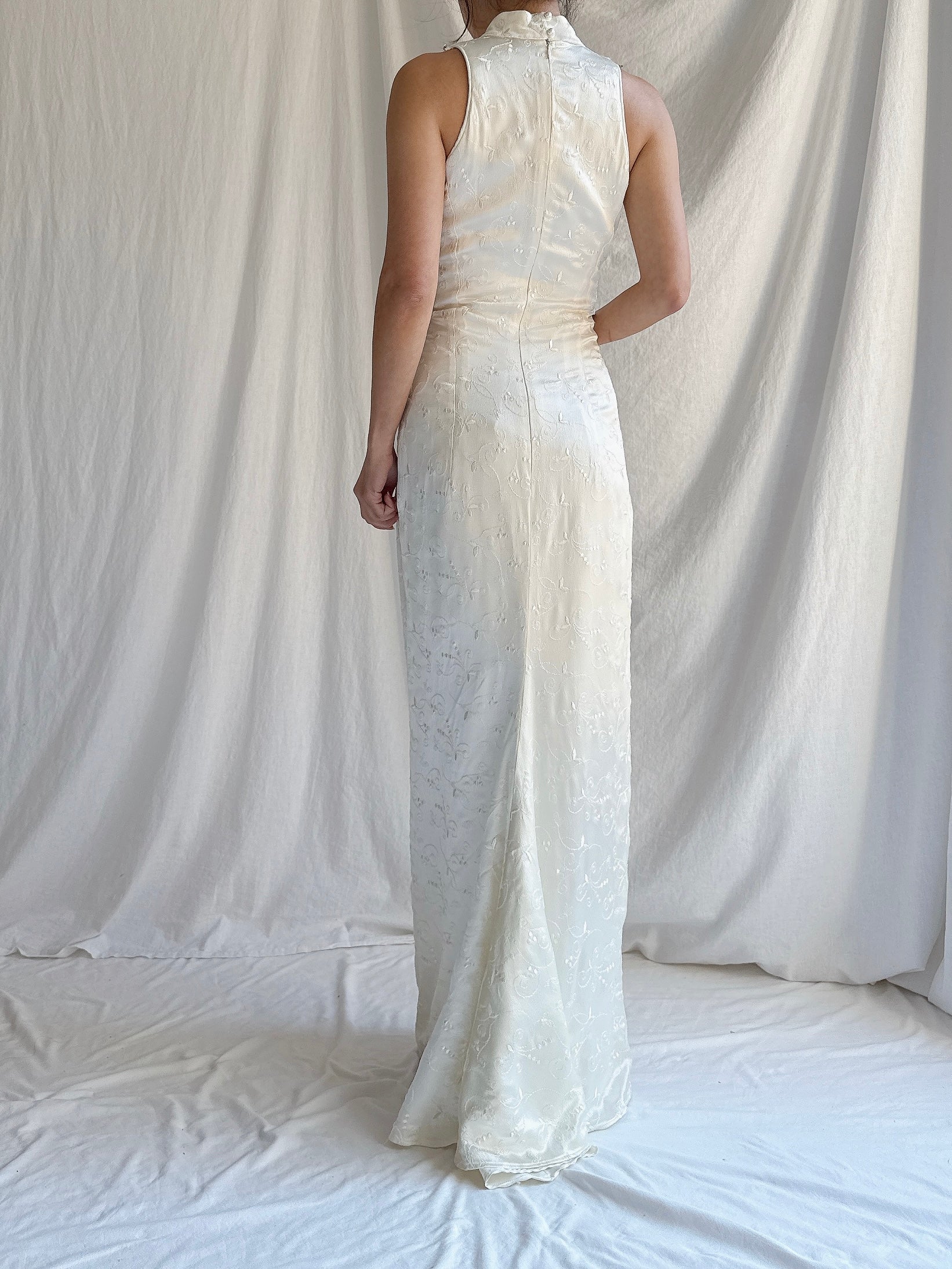 Vintage Jessica McClintock Satin Brocade Column Gown - XS/4