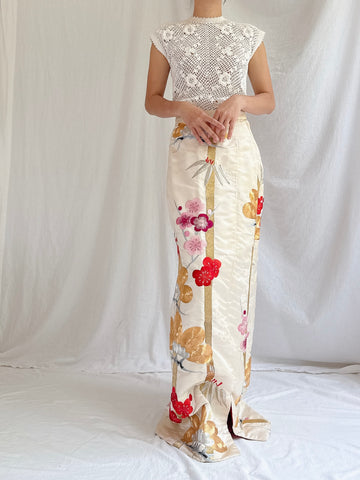 Vintage Embroidered Silk Skirt - XS/S