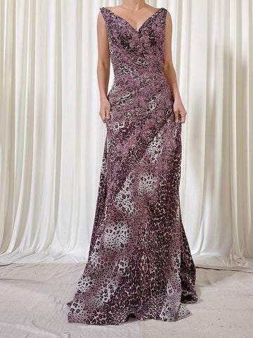 Vintage Steven Yearrick Purple Leopard Dress - US 6