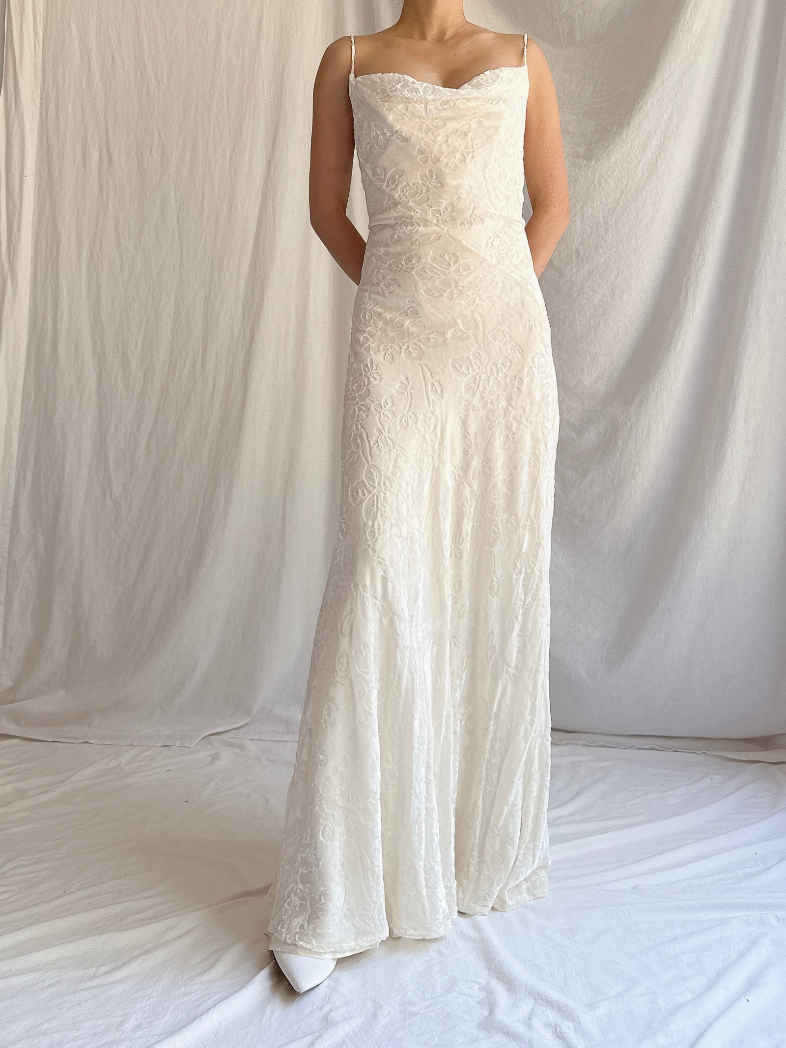 1990s Velvet Devore Bias Cut Gown - S-M