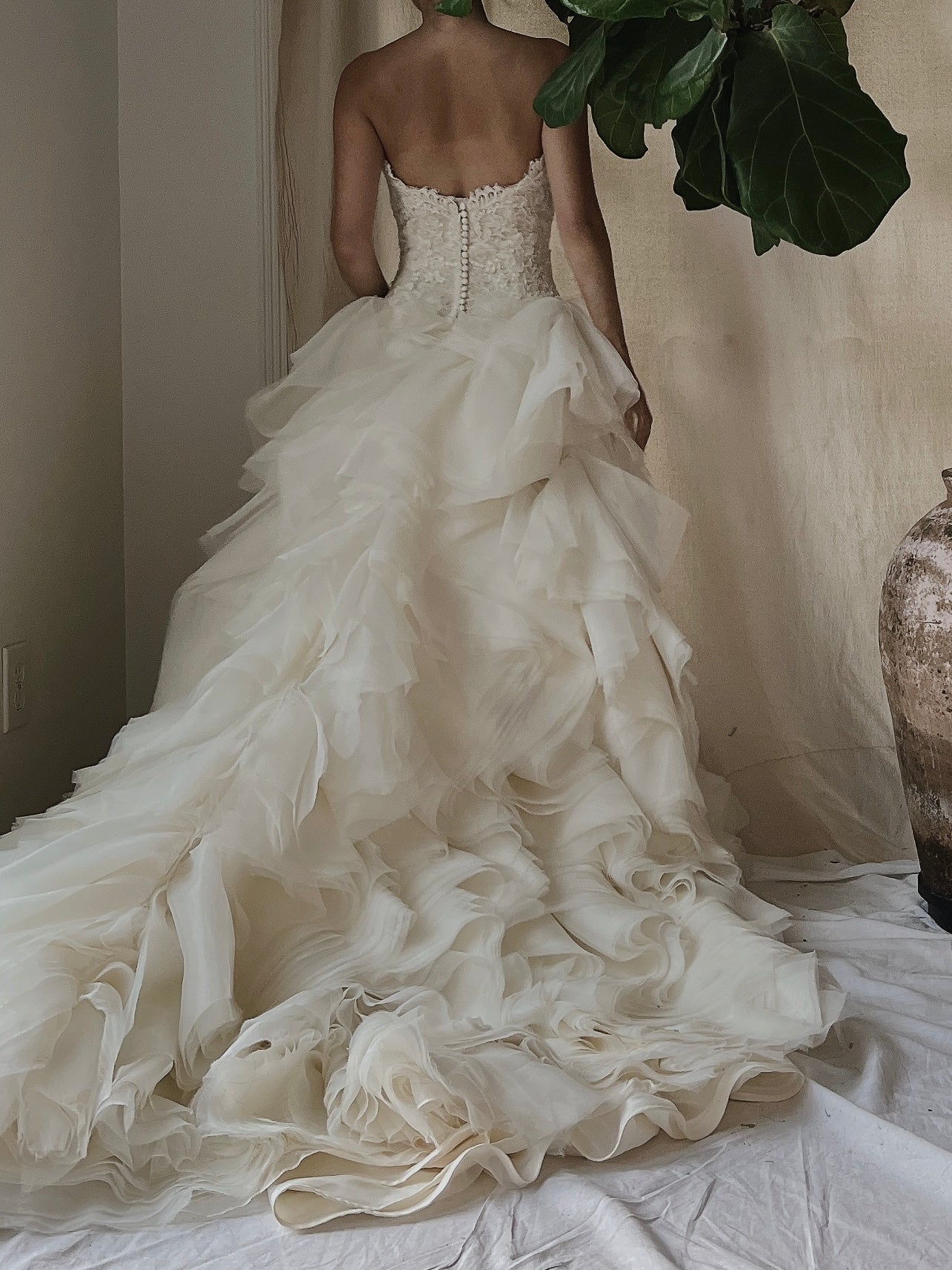 Vintage Organza Alencon Bodice Gown - S/4