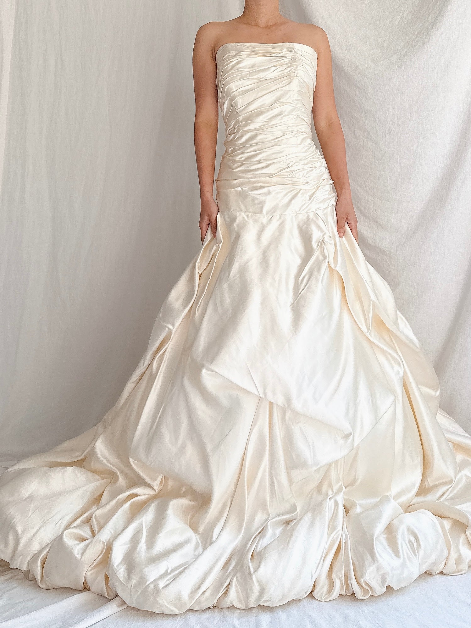Vintage Ines di Santo Silk Ruched Dropped Waist Gown - M/8/10