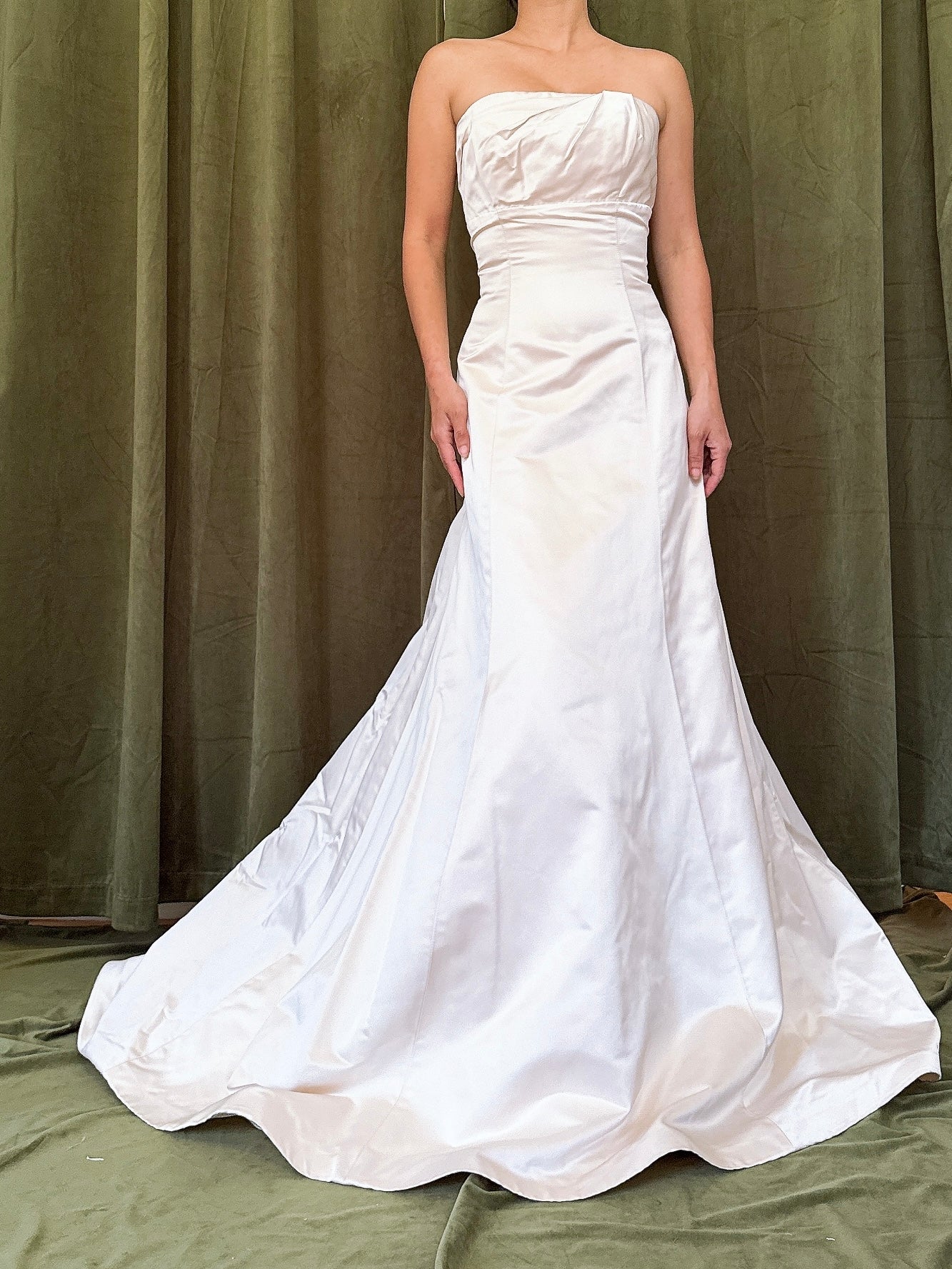 Pleated Bust Strapless Silk Gown - 34B/27W/40H/54L