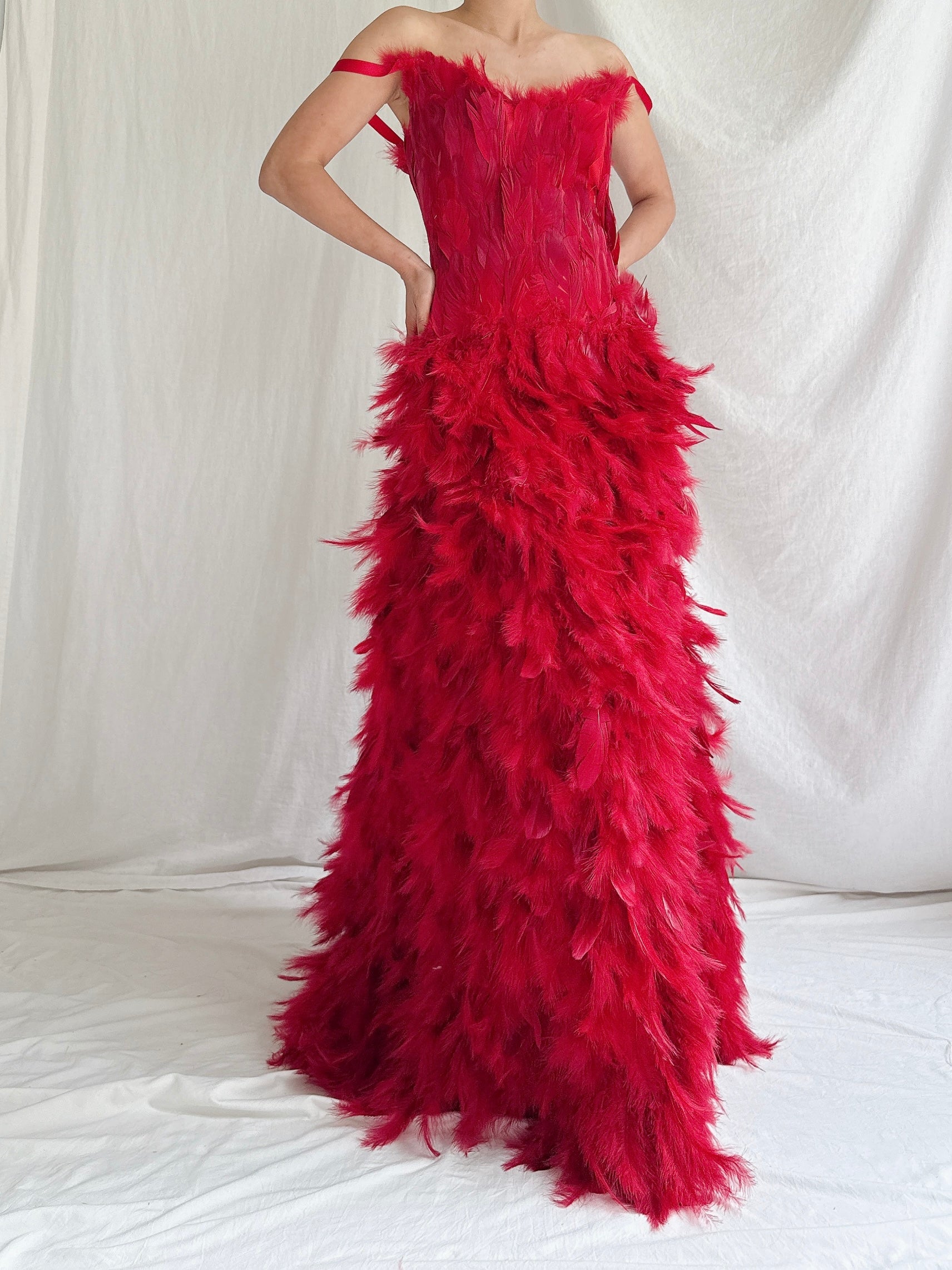 Vintage Feather Gown - M