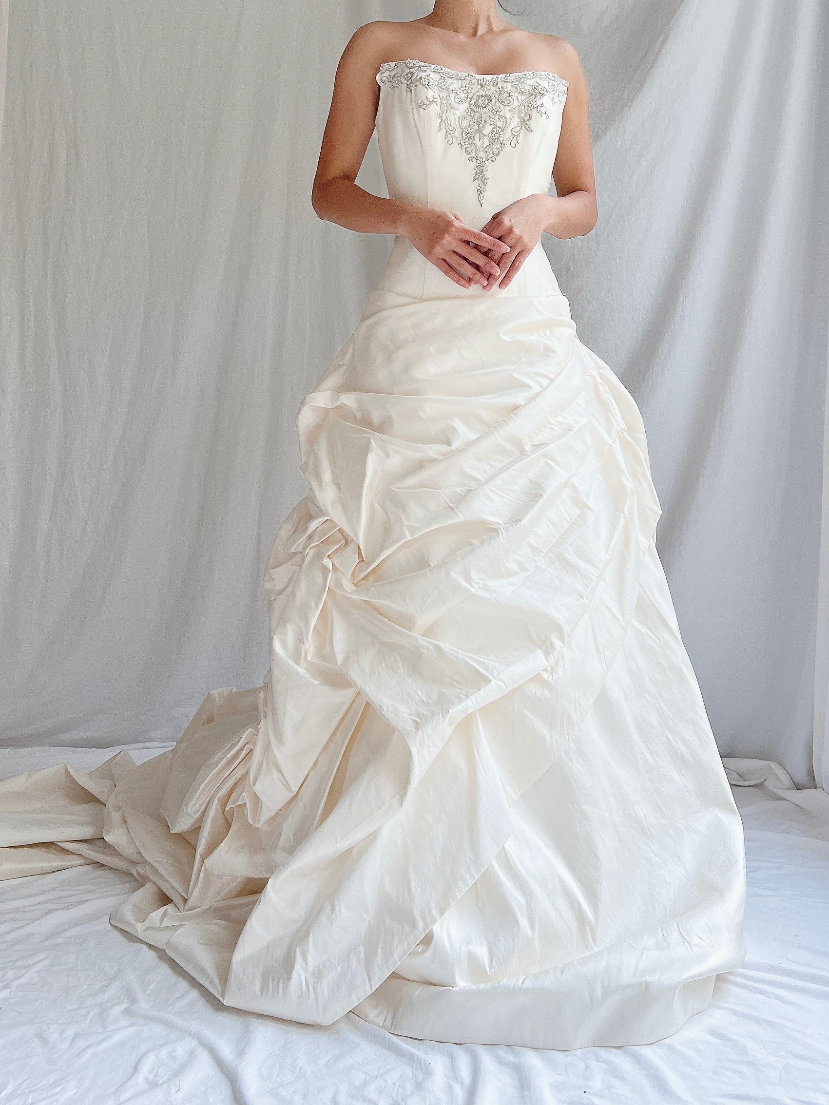 Angelina Faccenda Silk Ruche Gown -  S/6
