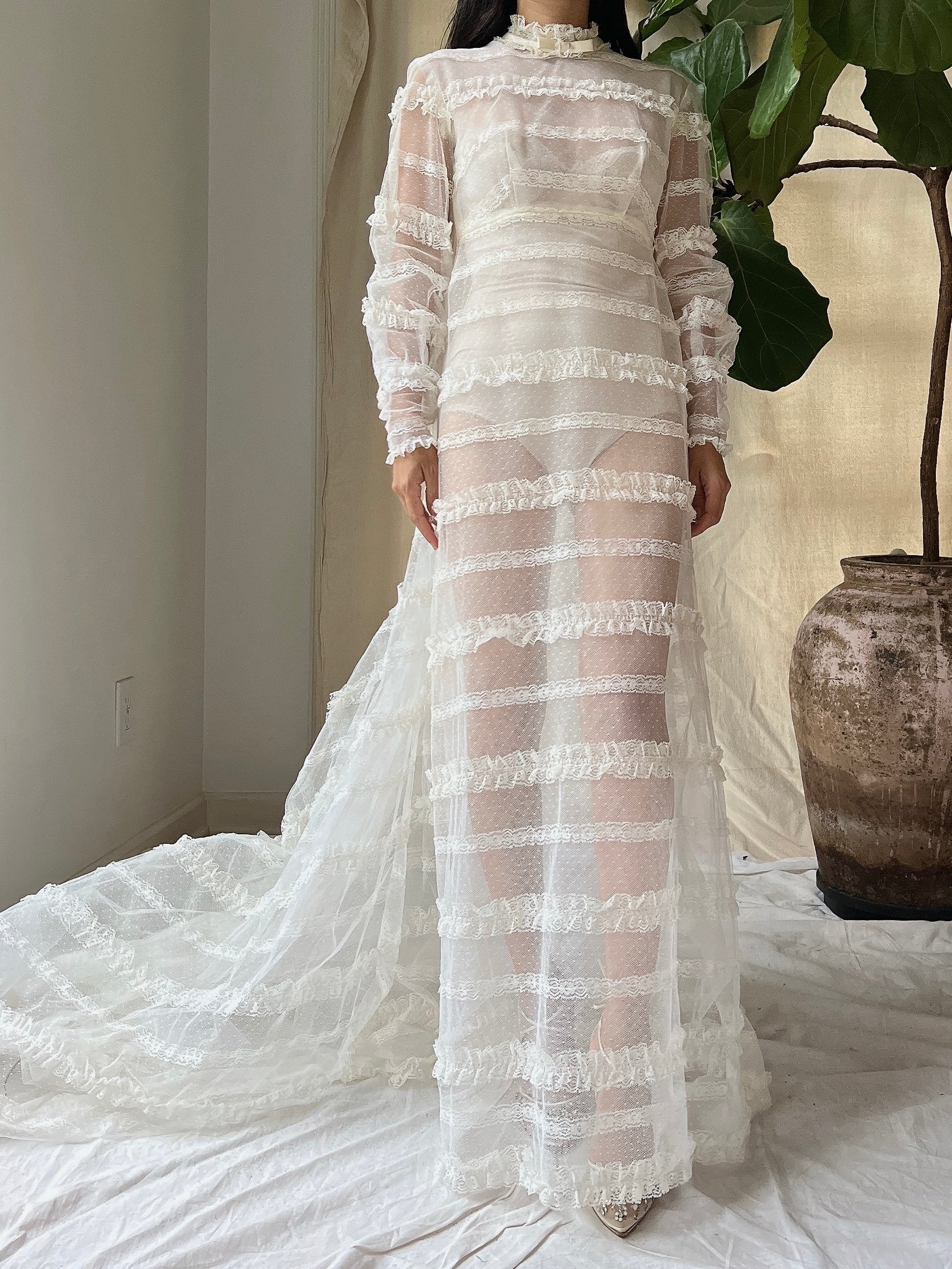 1960s Sheer Tulle Gown - XS