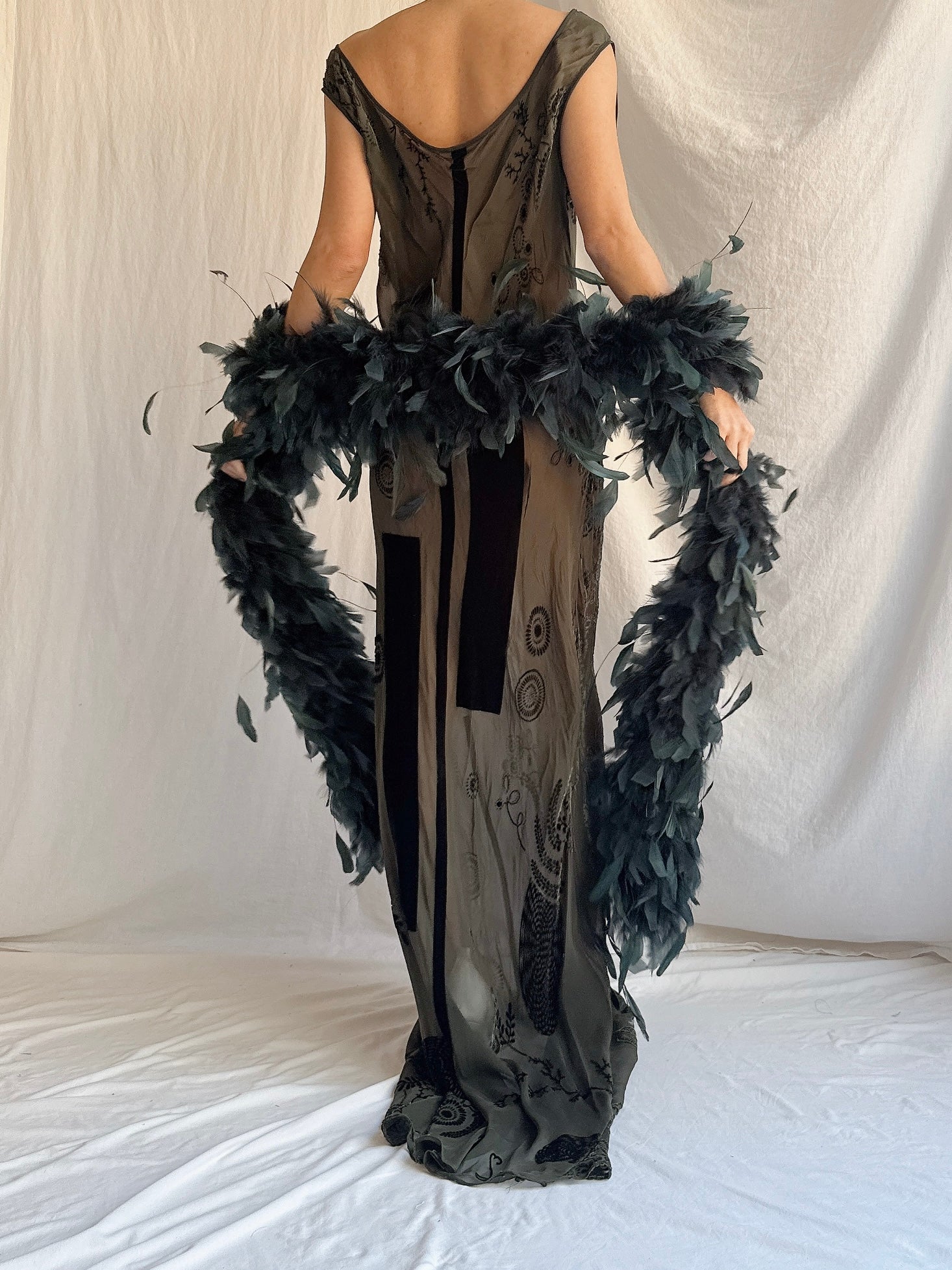 Vintage Dark Green Silk Helen David UK Gown - M