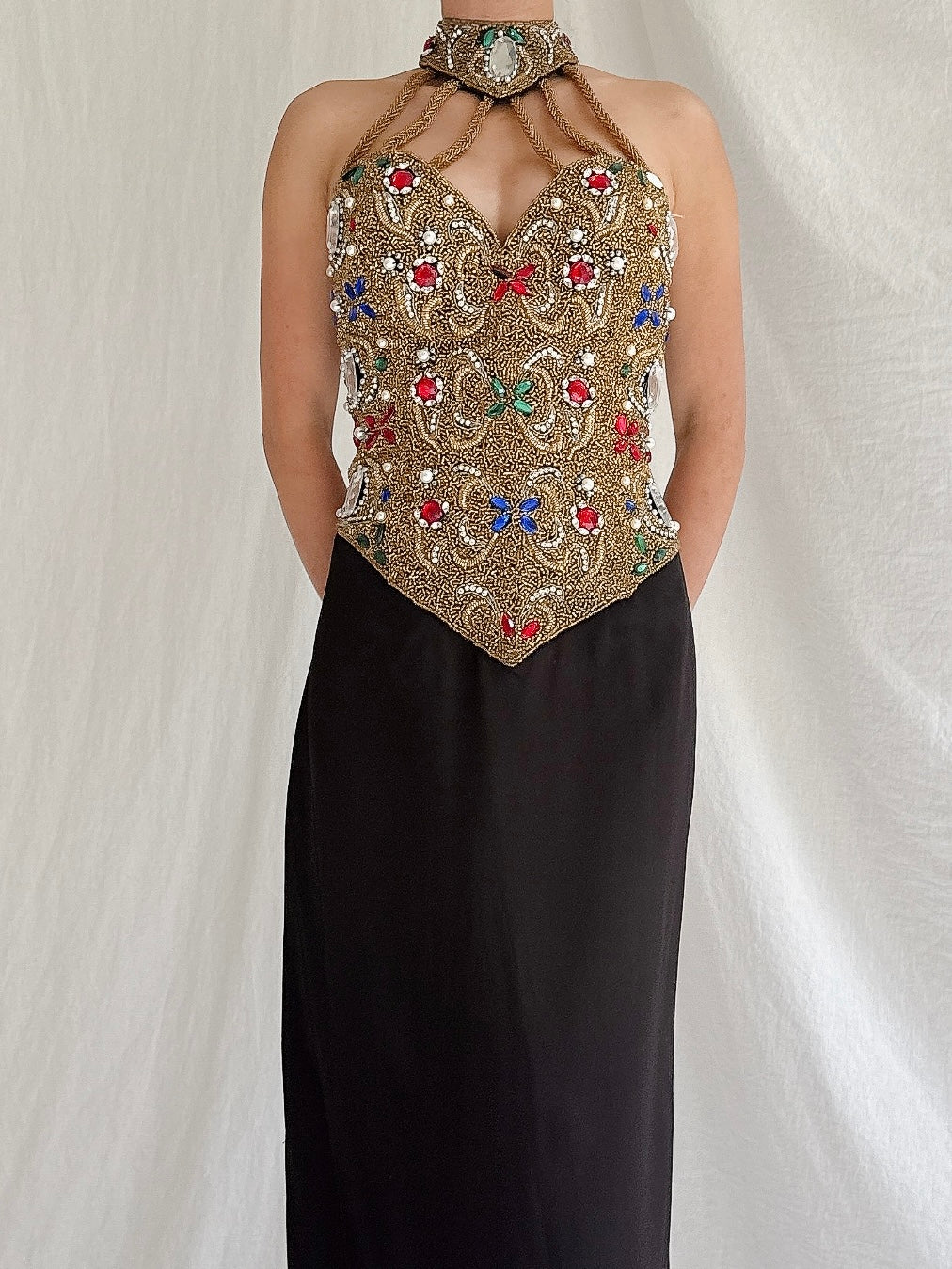 Vintage Encrusted Bodice Gown - M/L