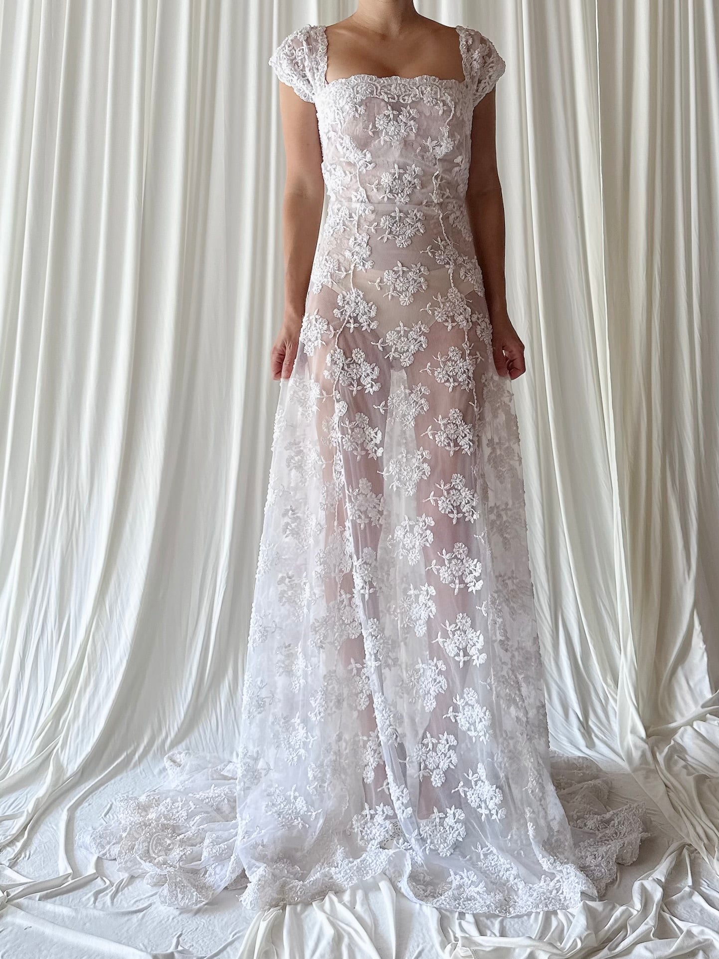 00 Tulle Beaded Dress - S