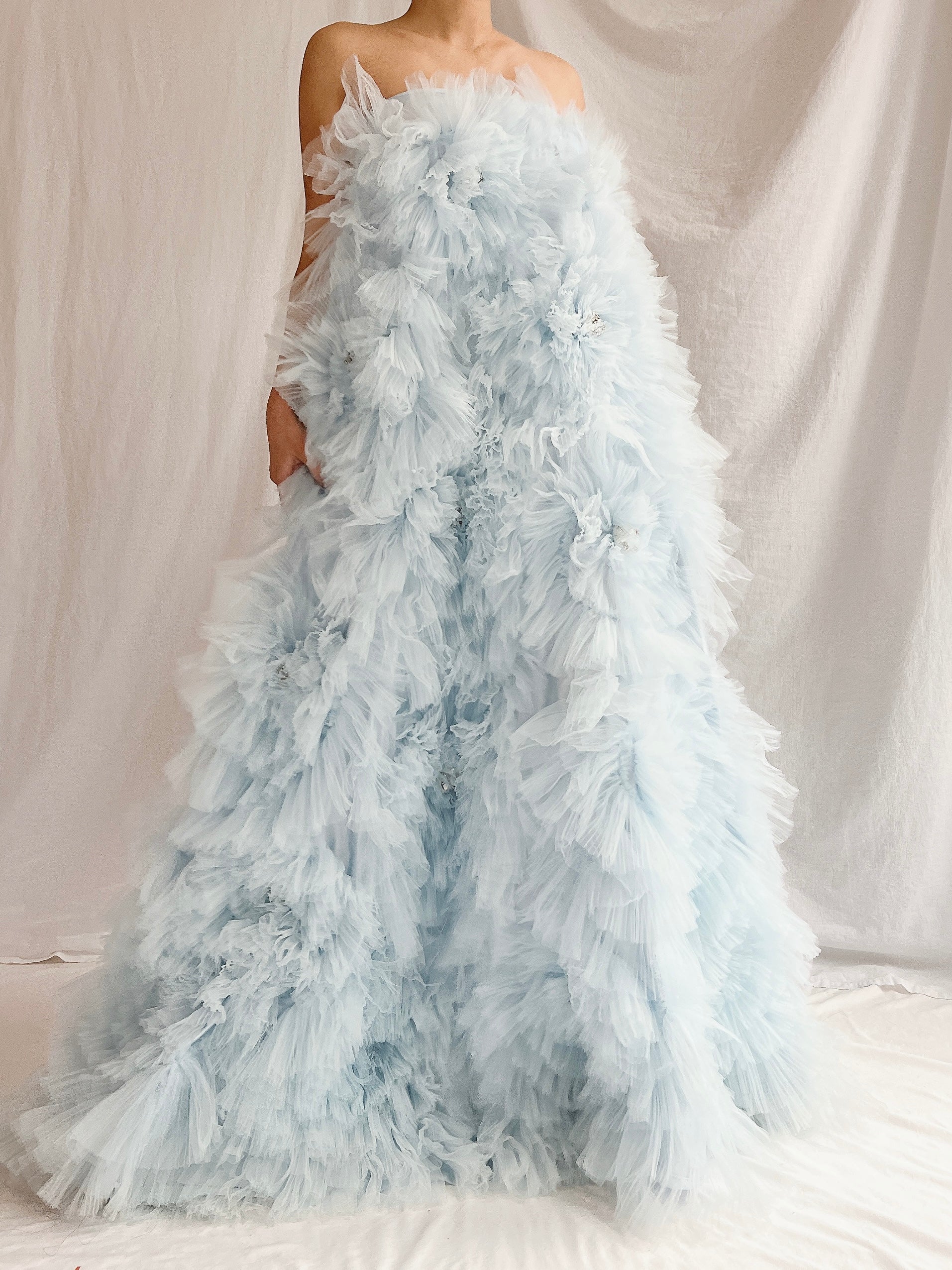 2000s Baby Blue Ruffle Dress/Skirt - XS-S