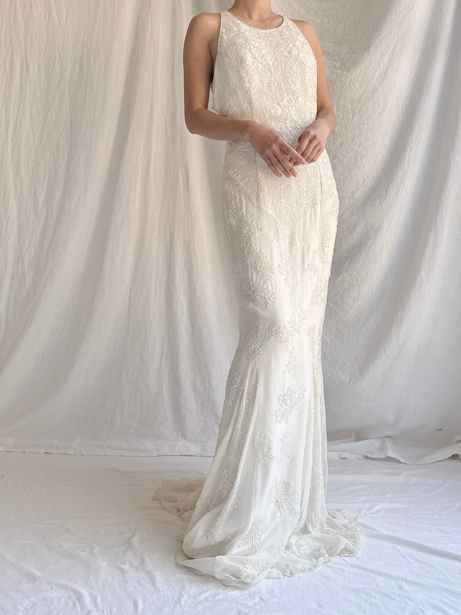 1990s Silk Beaded Gown - M