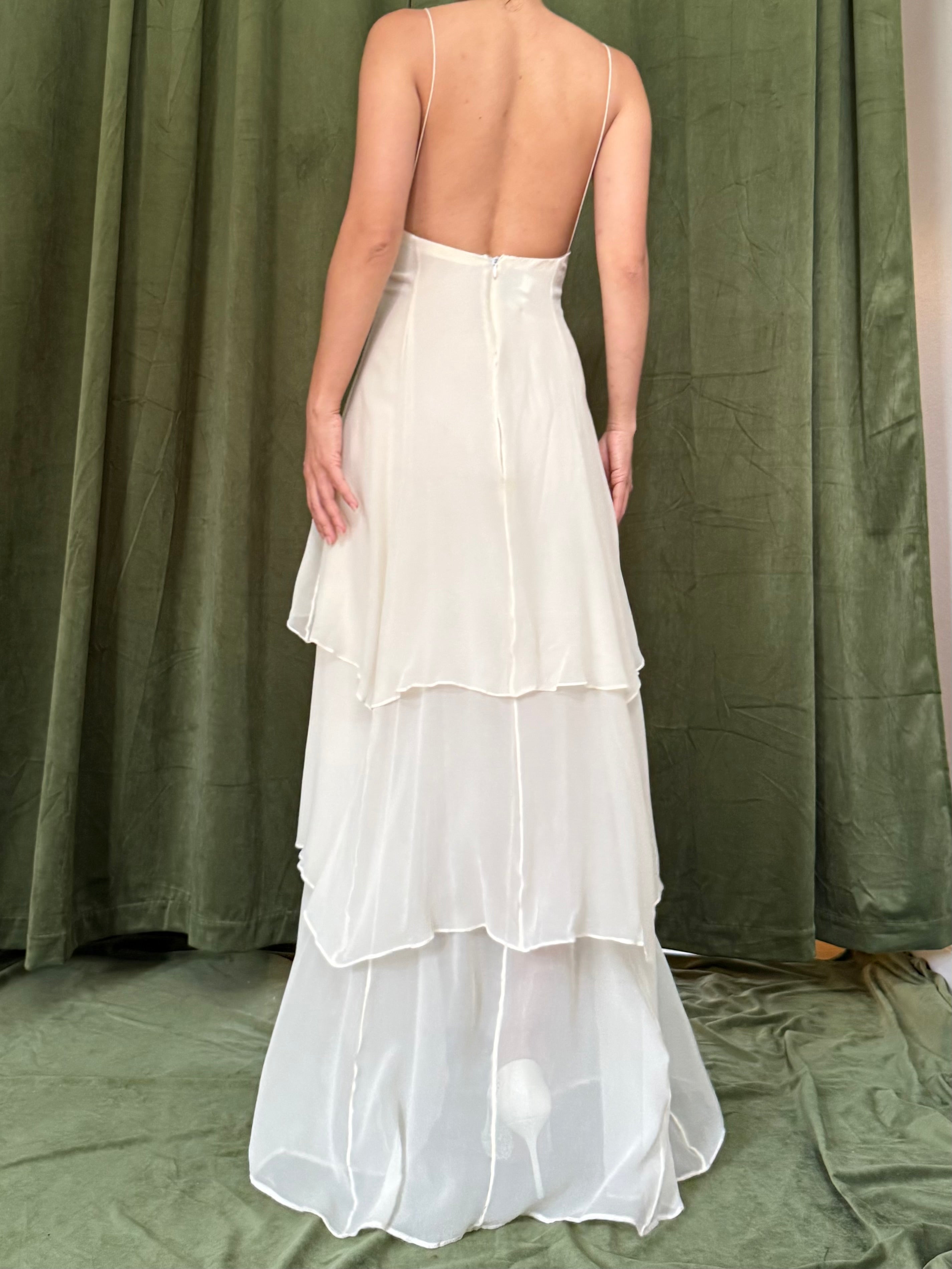 Vintage Naeem Khan silk chiffon tiered dress - M/6/8
