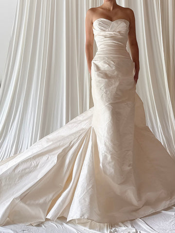 00 Pronovias Silk Draped Gown - Size 2