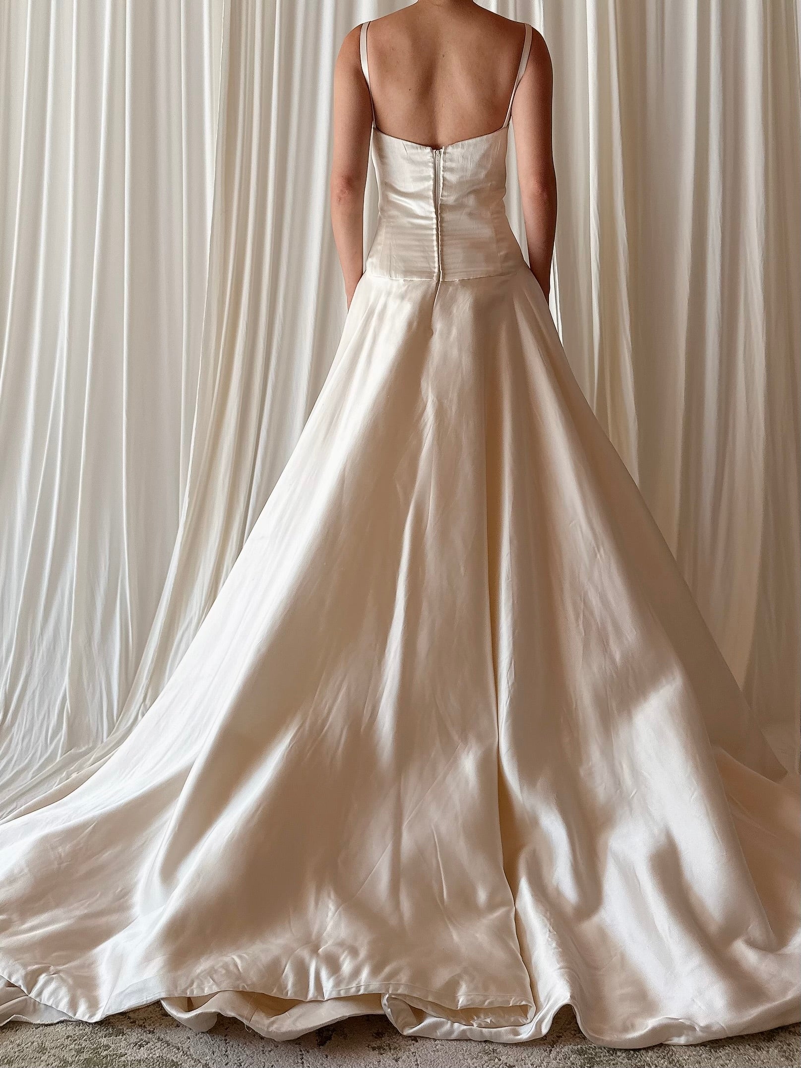 1990s Reem Acra Silk Satin Gown - M