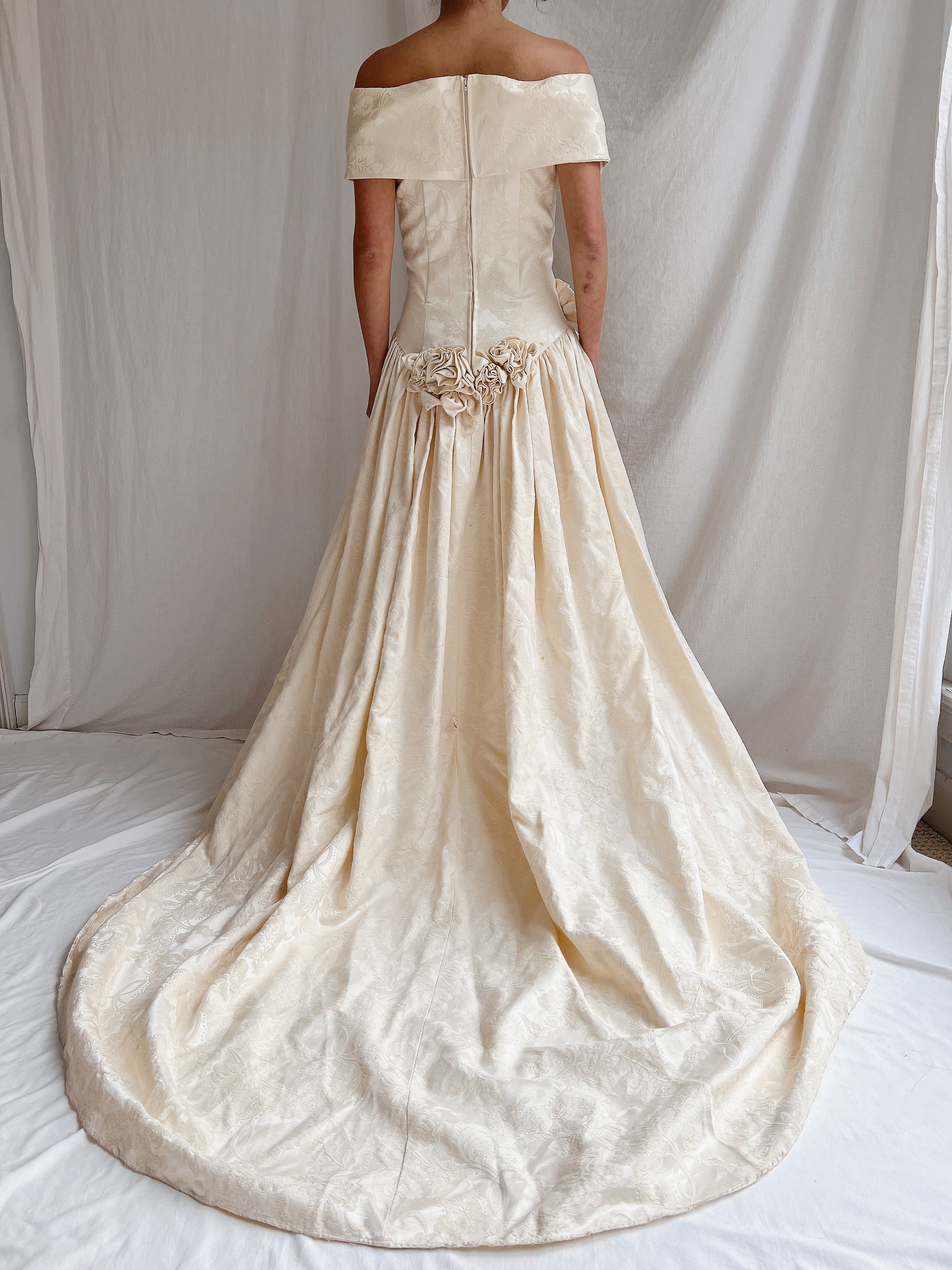 Vintage Jacquard Rosette Gown - S/M