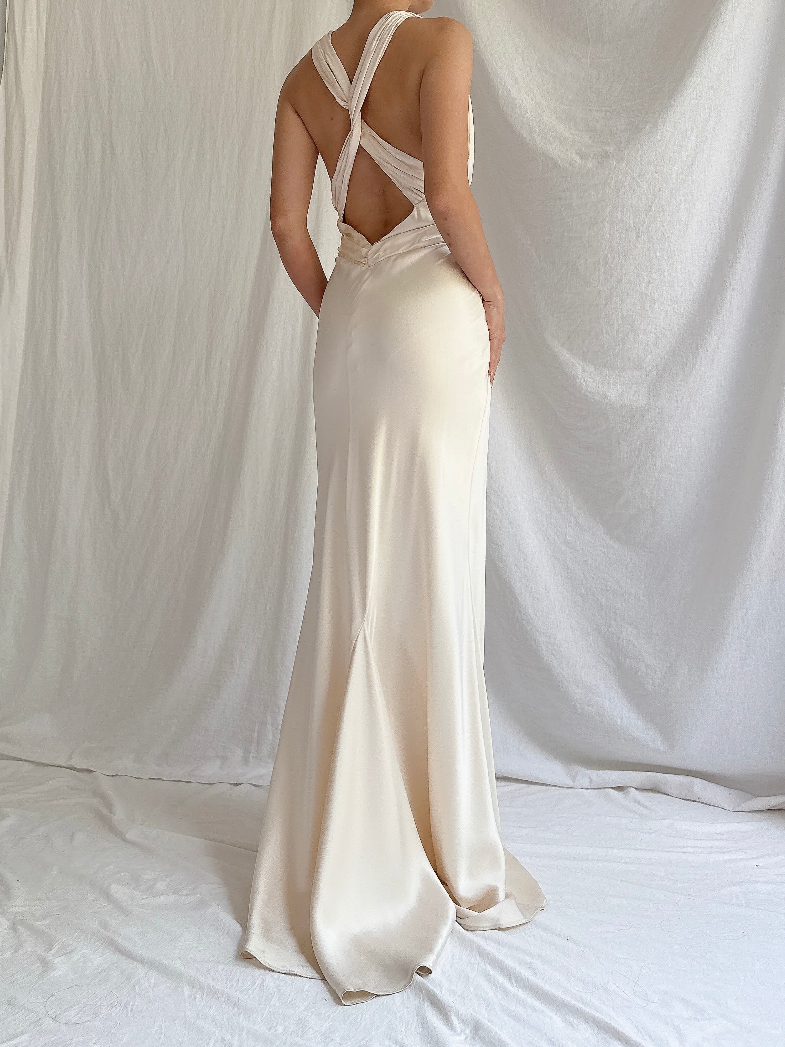 Vintage Silk Plunging Gown - XS/0/2