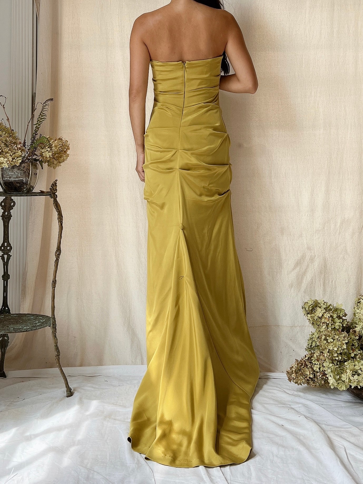Vintage Silk Chartreuse Silk Gown - XS/4
