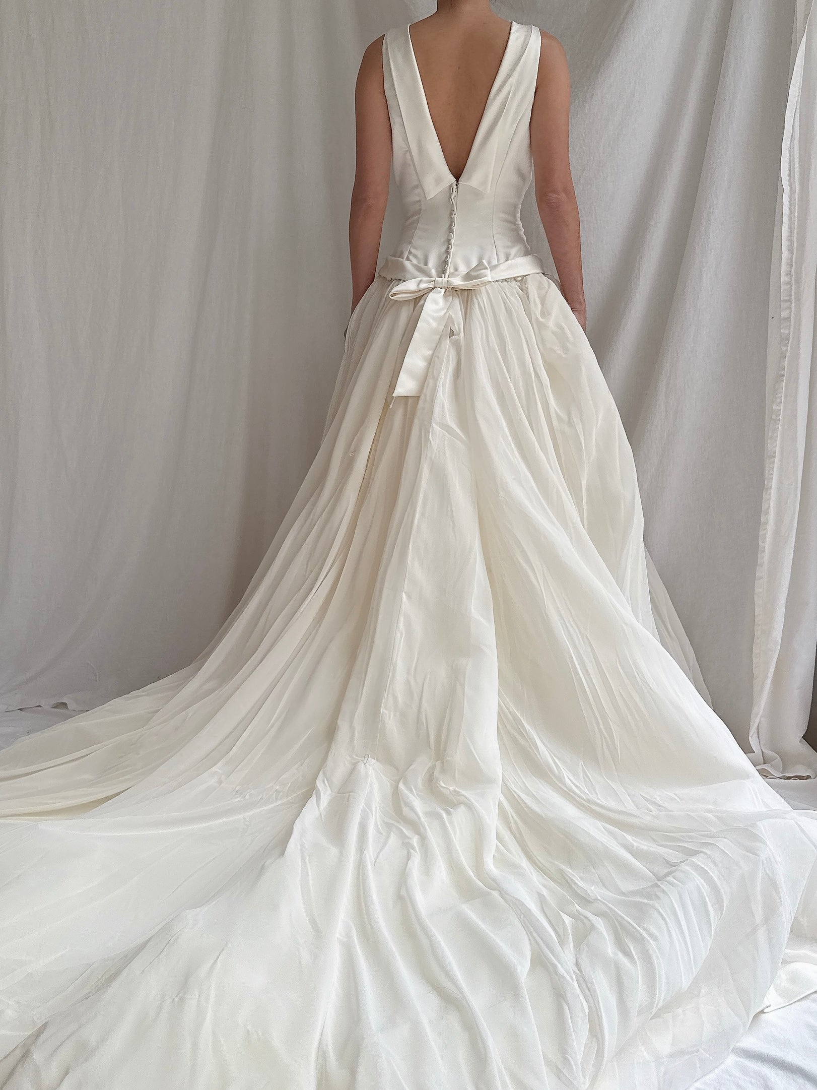 Vintage Chiffon High Neck Gown - M