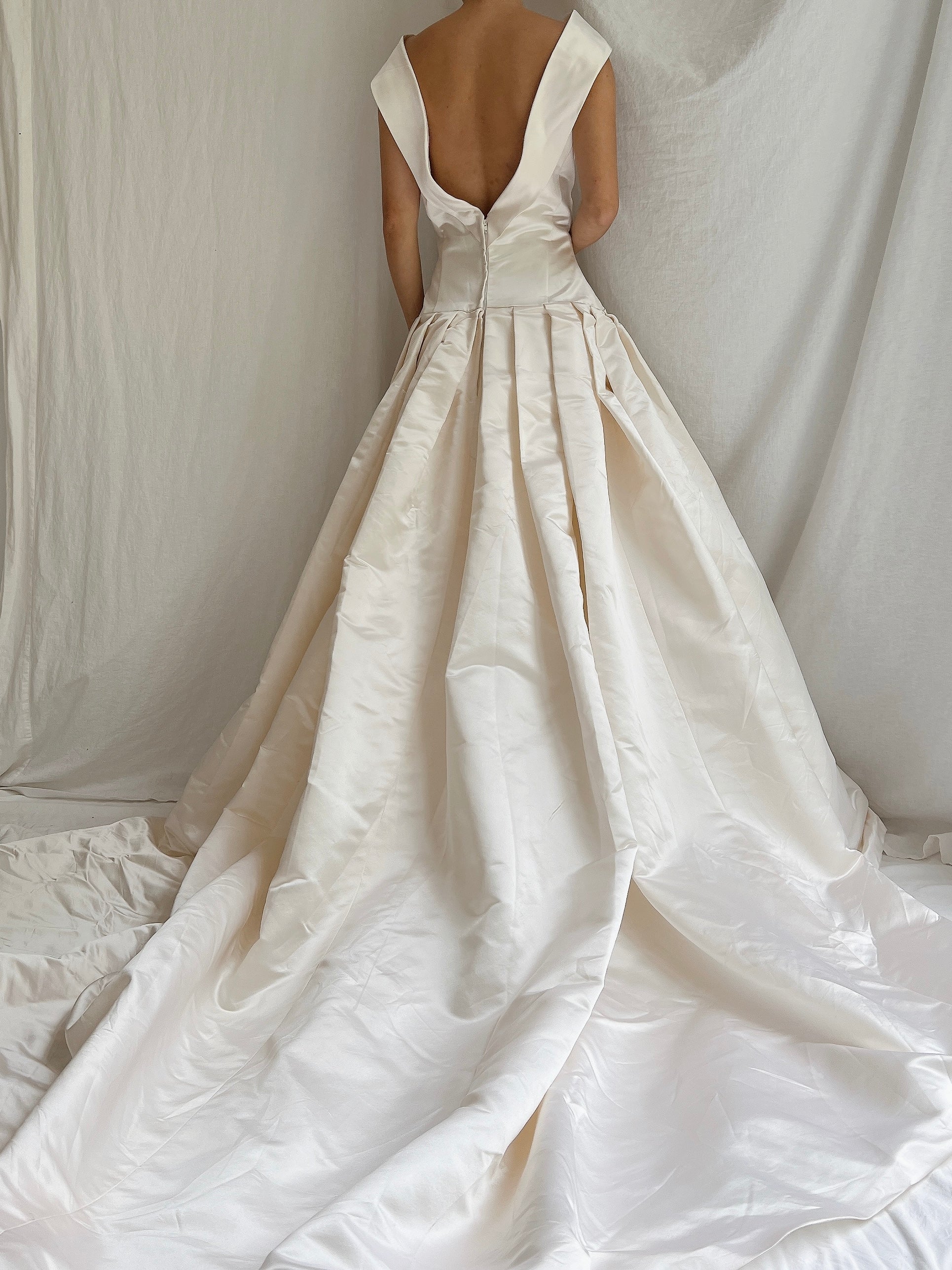 Vintage Low Back Silk Gown - S