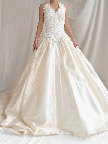 Vintage Silk Halter Dress - S