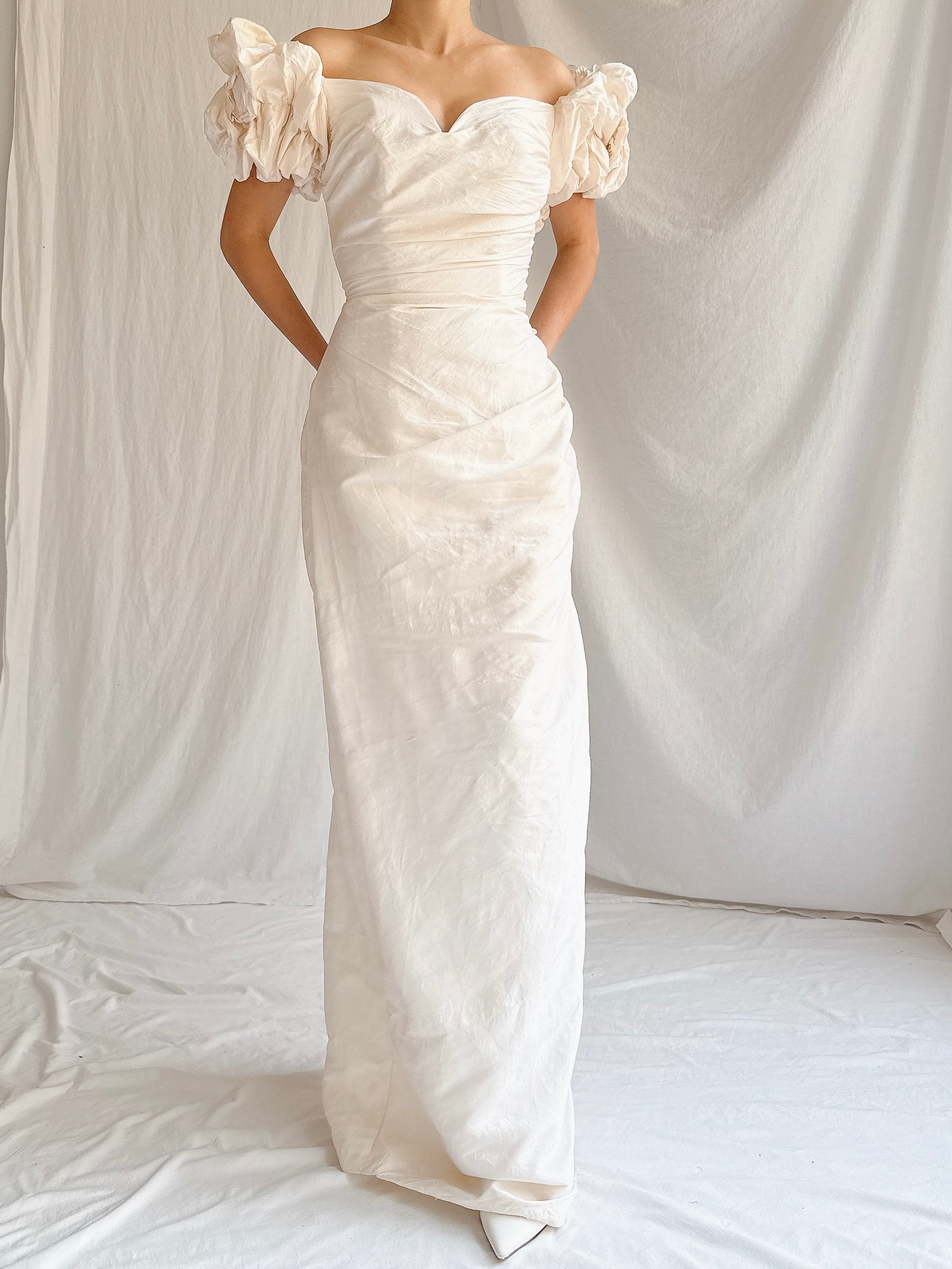 1980s/90s Raw Silk Column Gown - XS