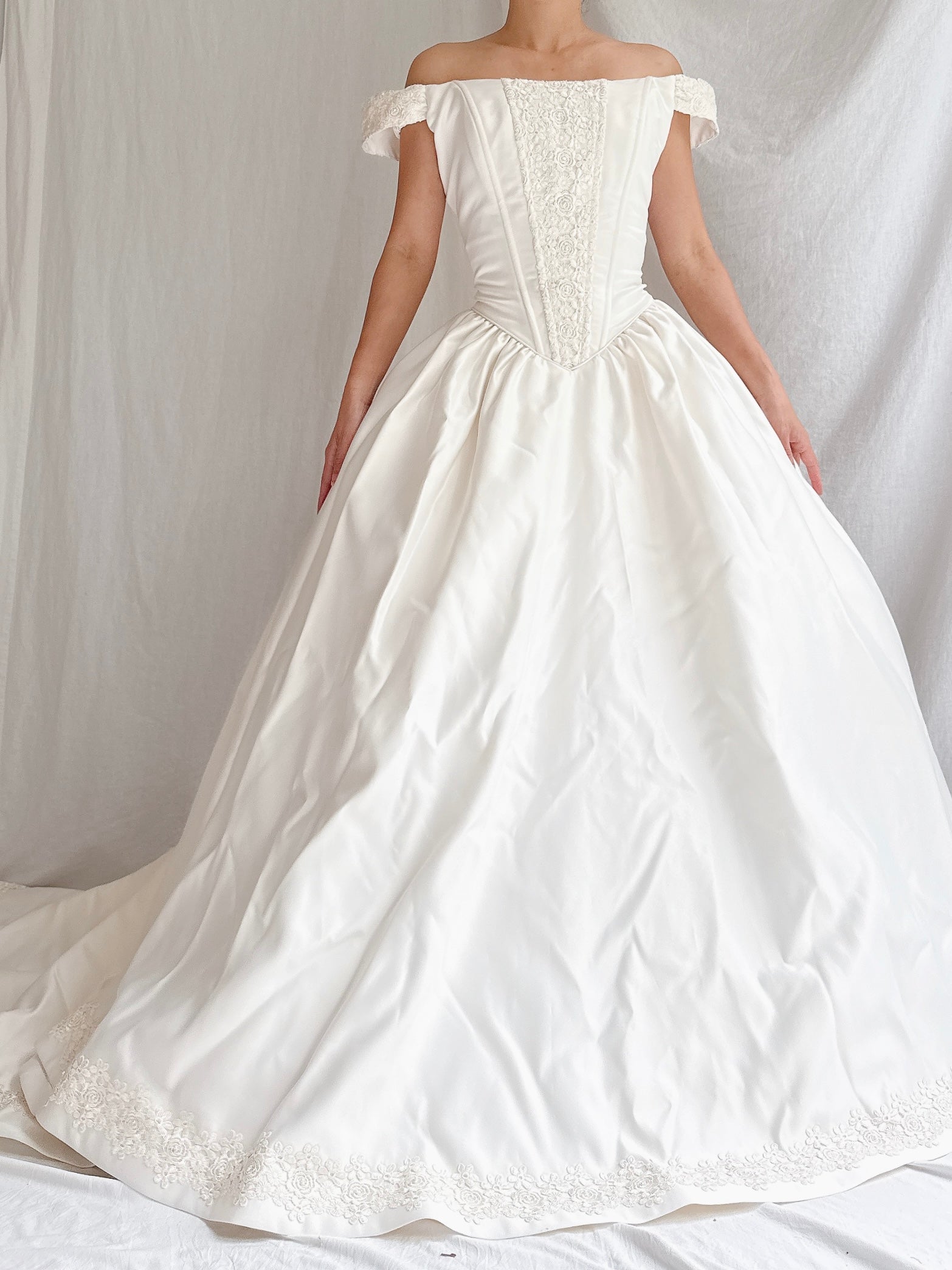 Vintage Satin Bustier Gown - M