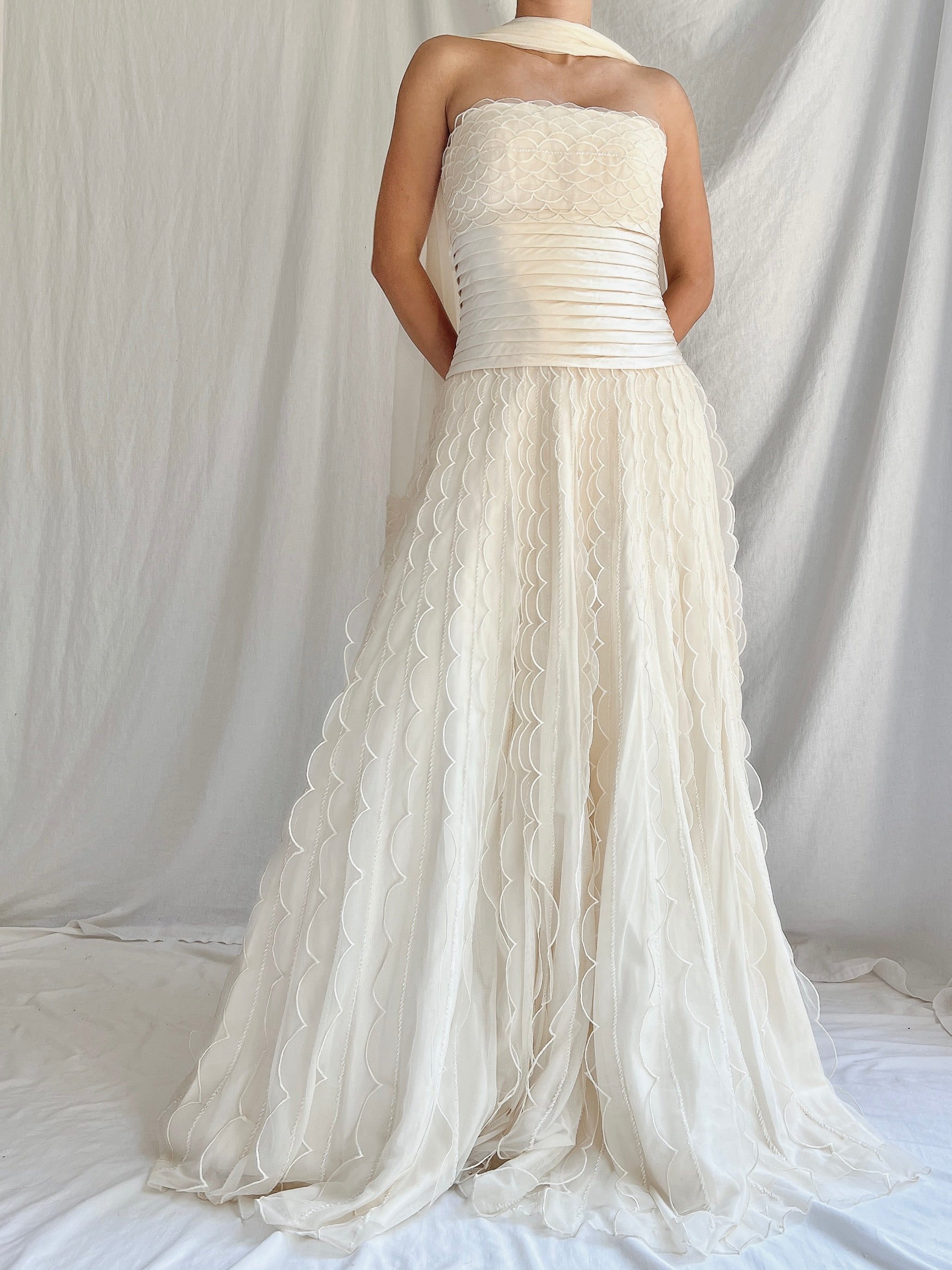 Vintage Organza Dress with Scarf - S/4/6