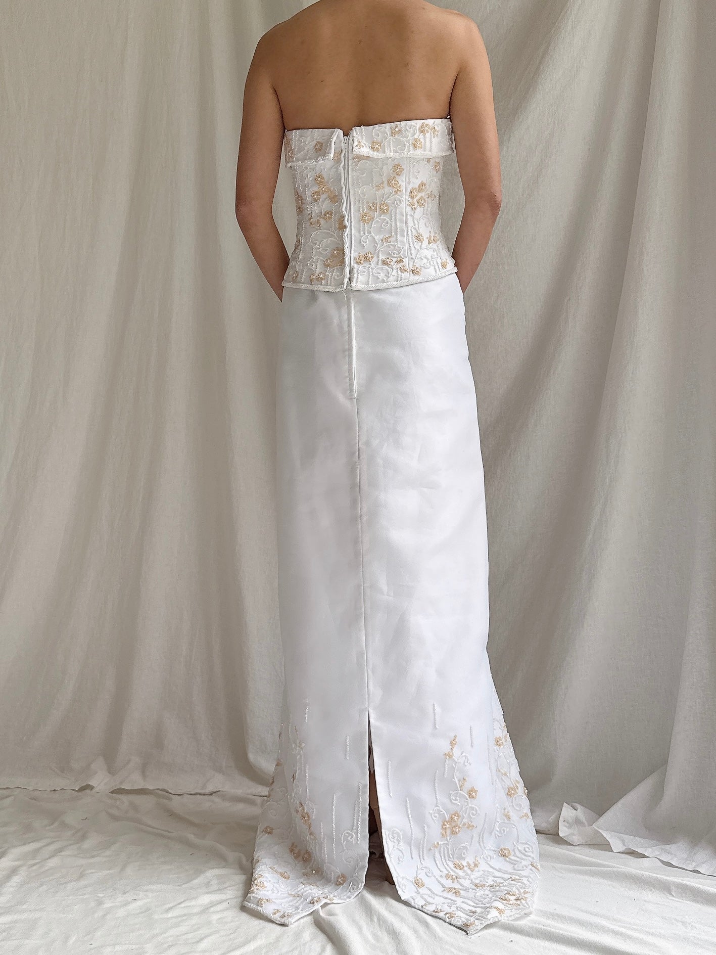 Vintage Strapless Beaded Dress - M