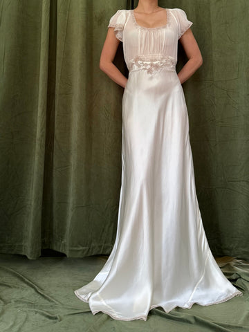 1930s Silk Chiffon/Charmeuse Gown - S