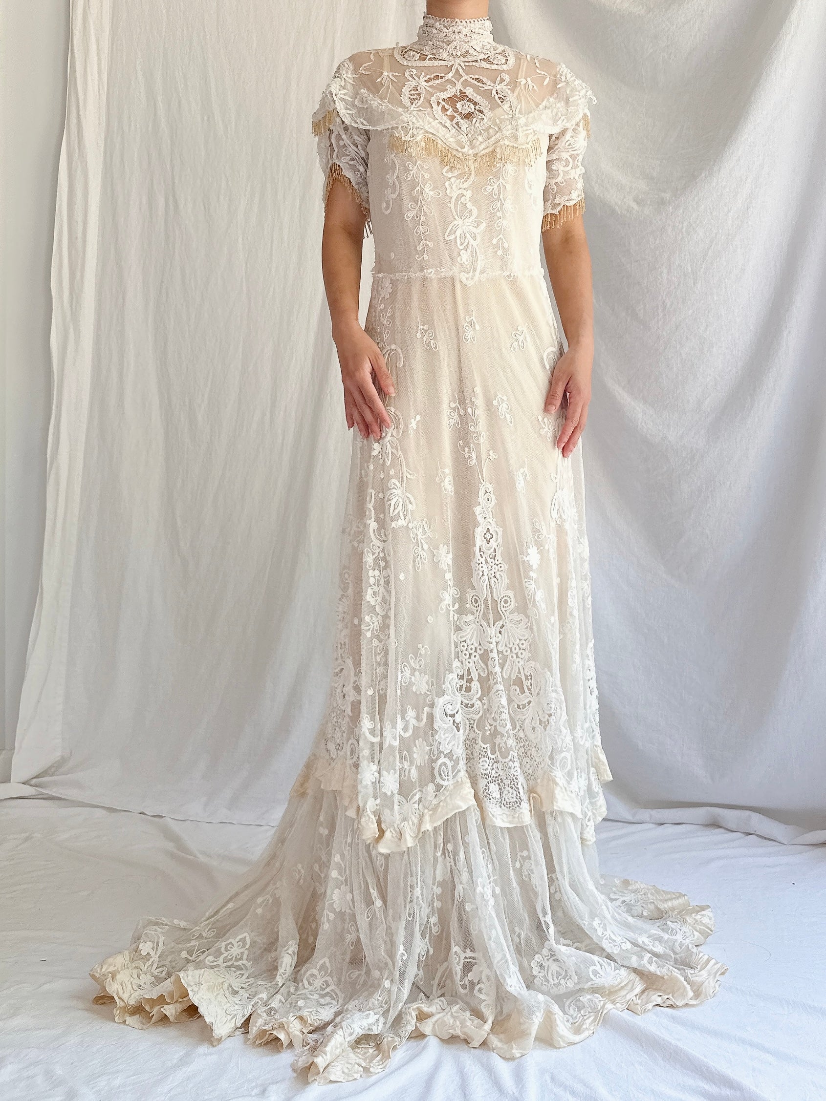 Antique Tambour Lace Gown - XS