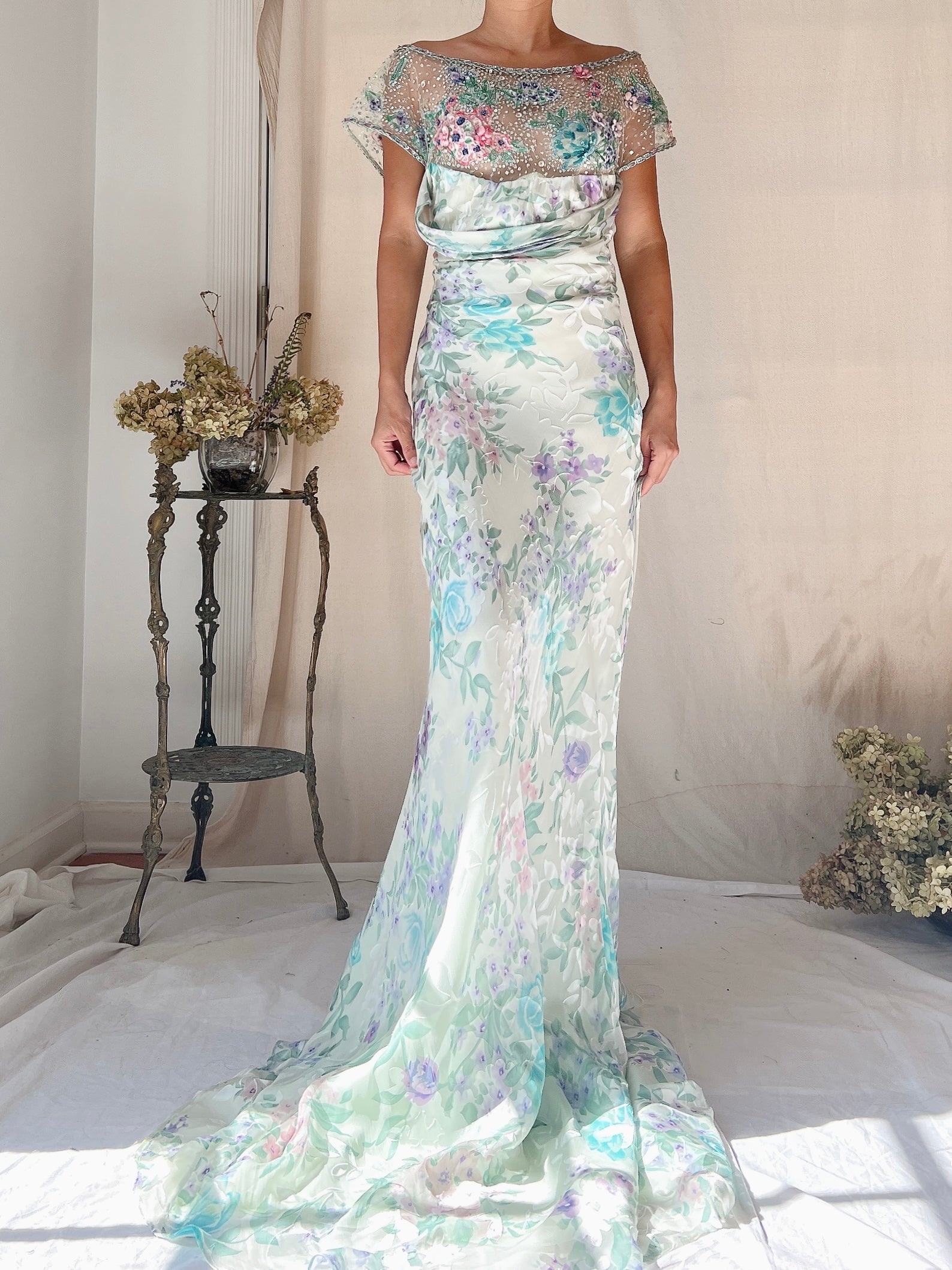 Vintage Belleville Sassoon Silk Embellished Gown - L