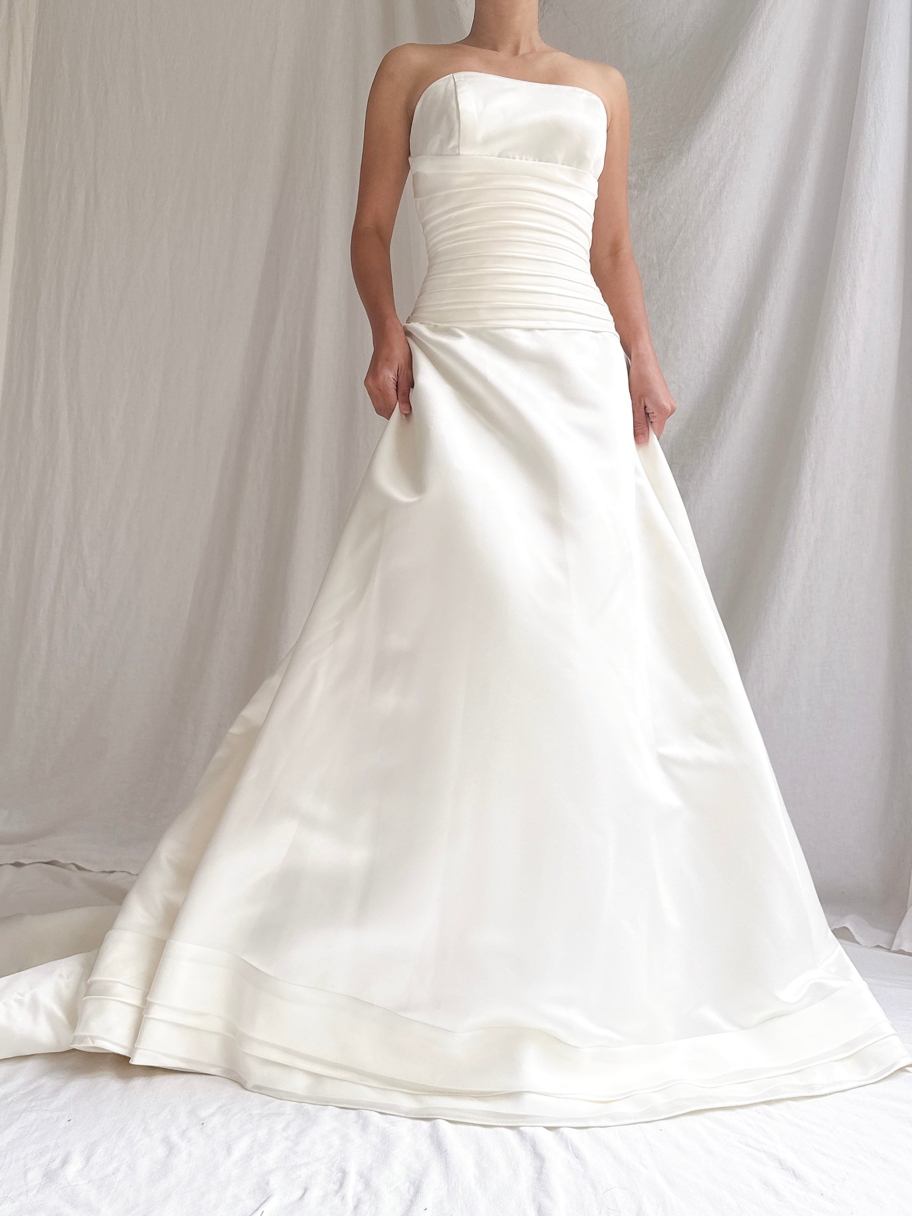 Vintage Satin Strapless Gown - M