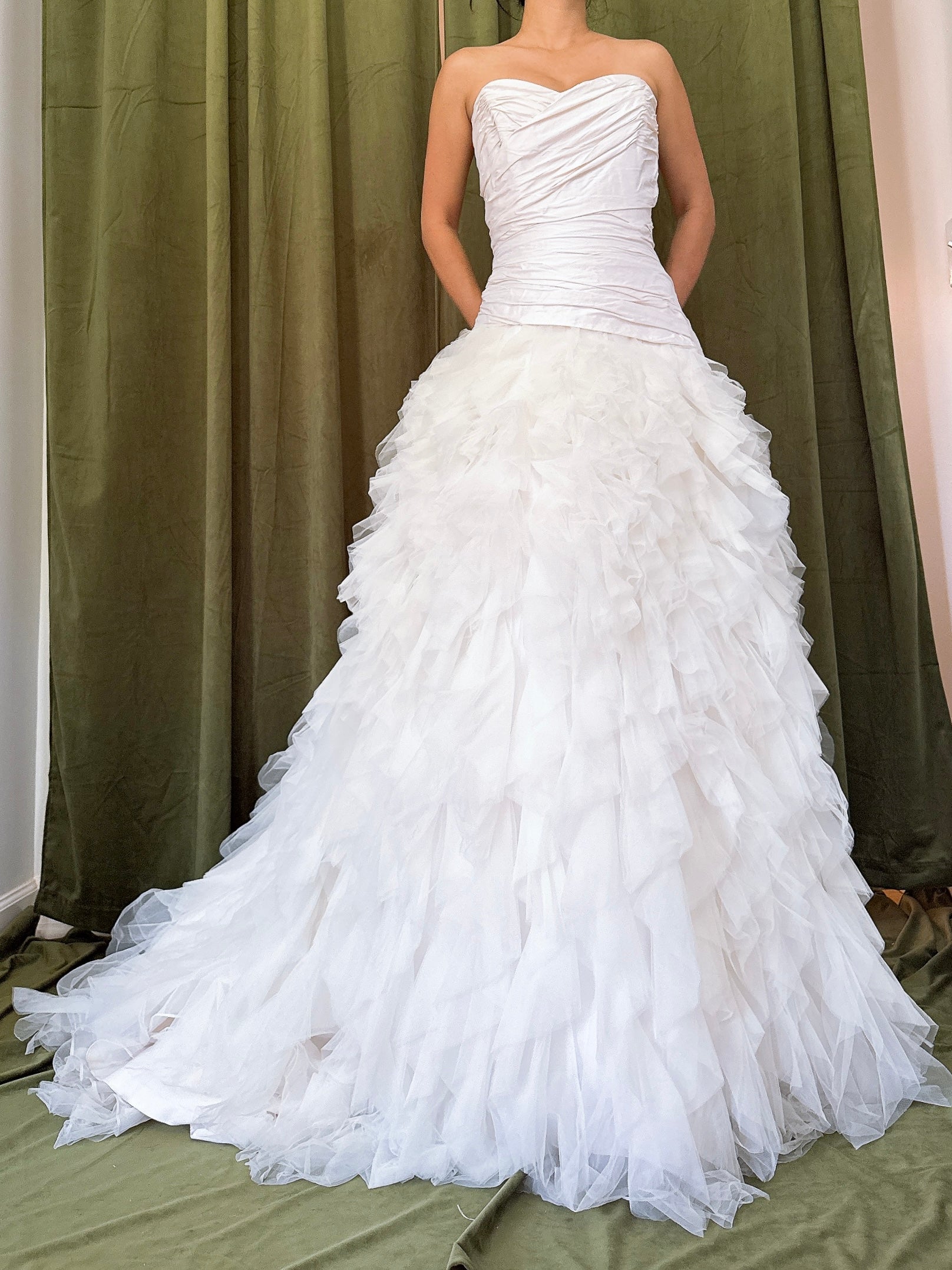 Vintage Maggie Sotterro Silk Tulle Ruffled Dress - 35B/30W/60L