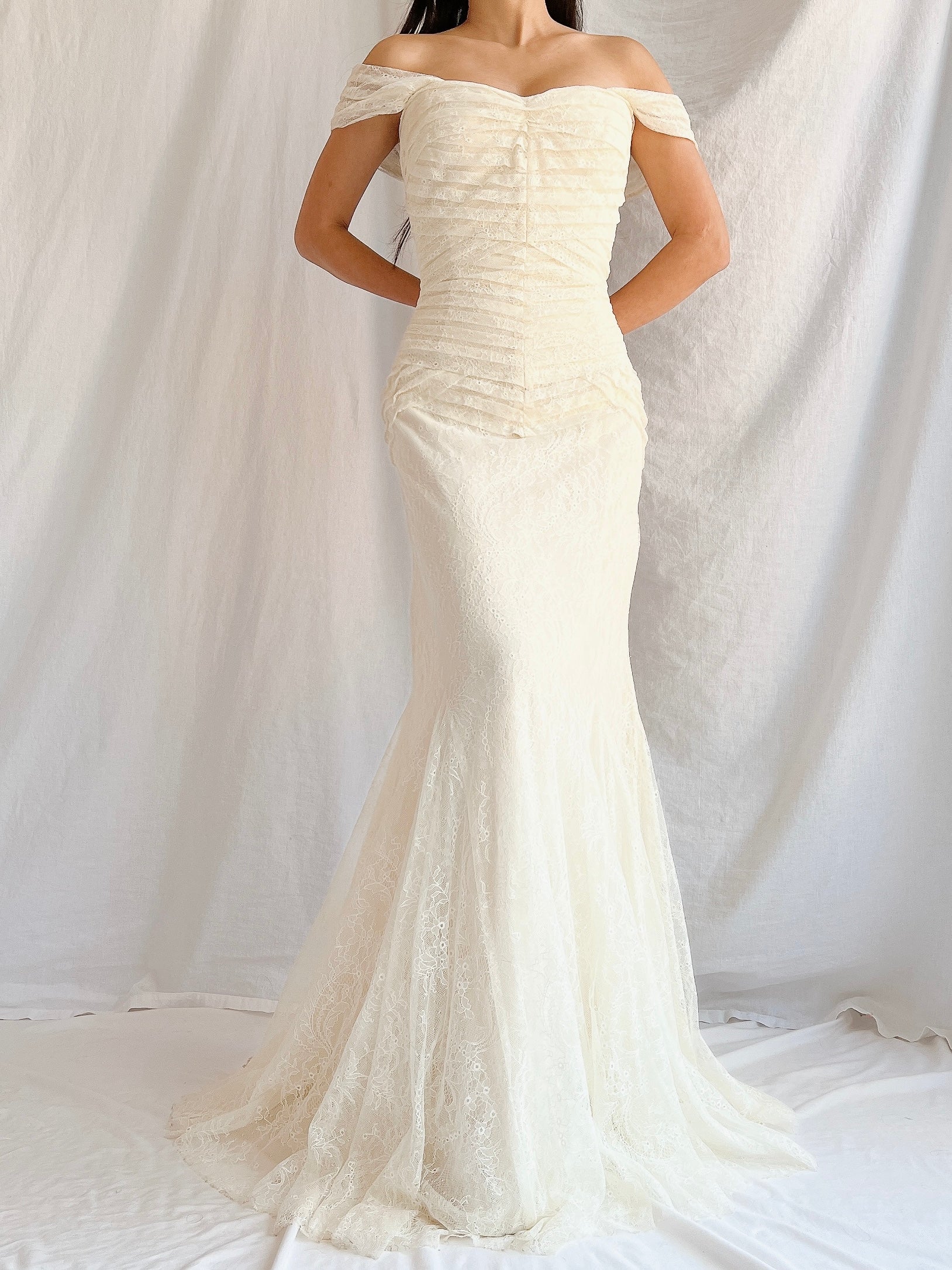 Vera Wang Silk and Lace Gown -  S