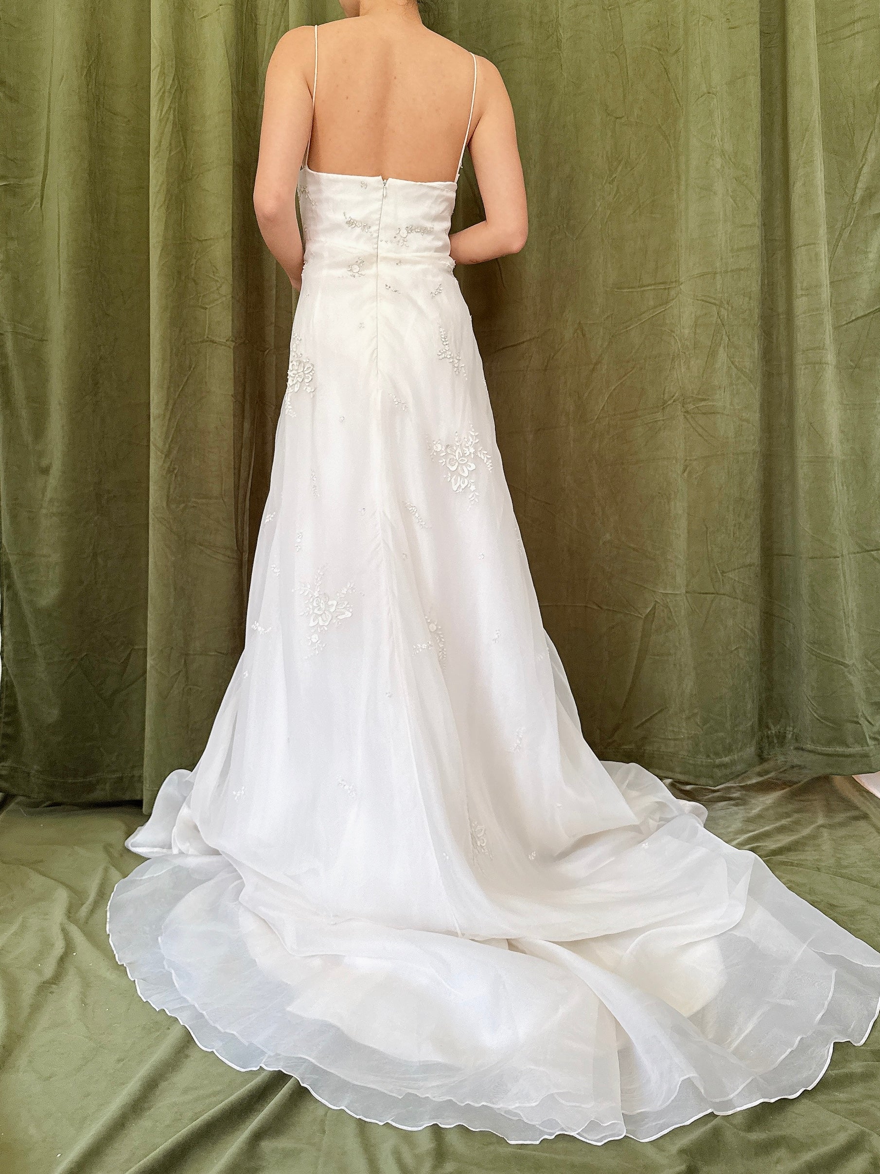 Vintage Silk Organza Dress with Appliqués - L/12