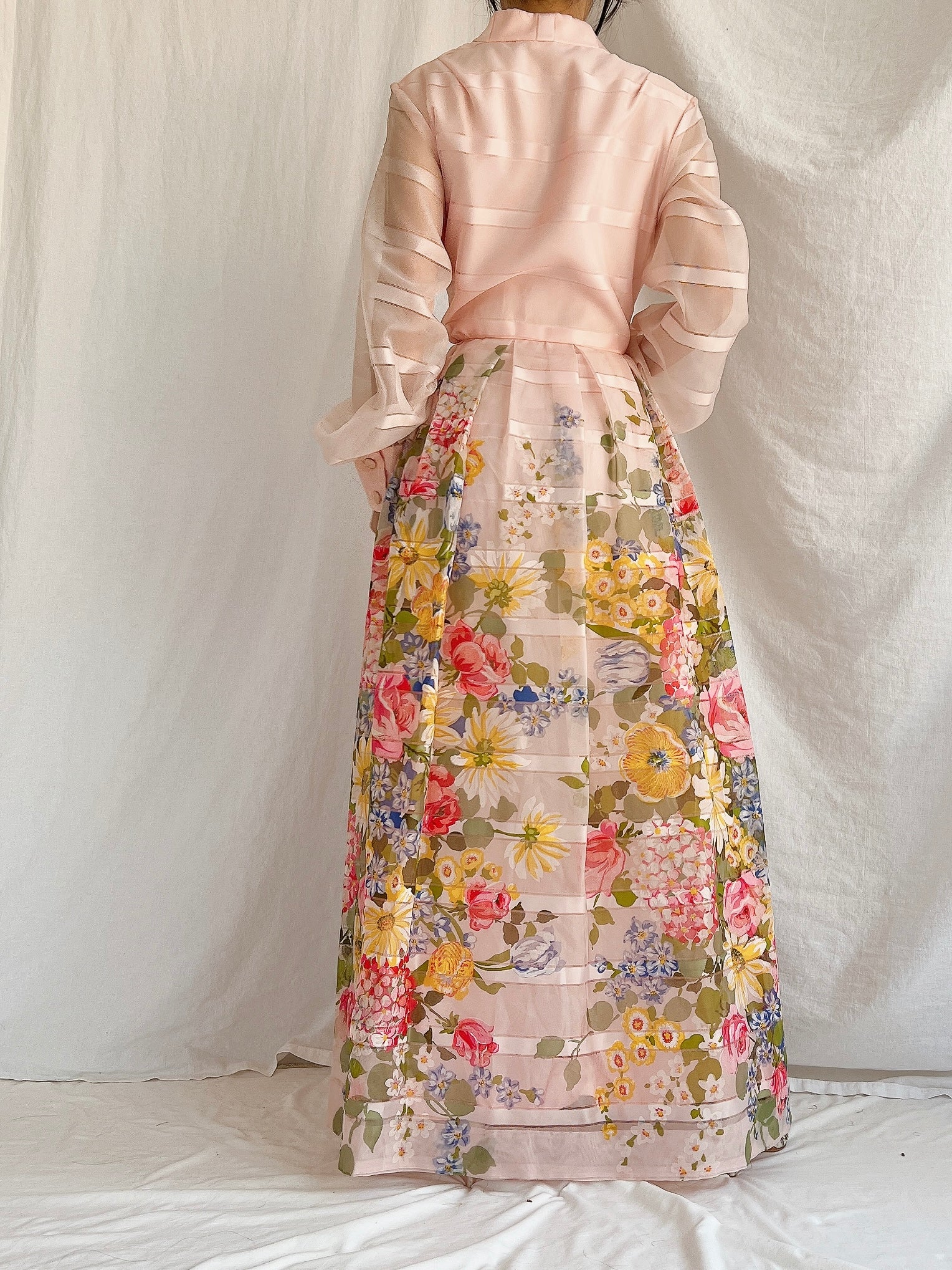 Vintage Pink Floral Dress - M
