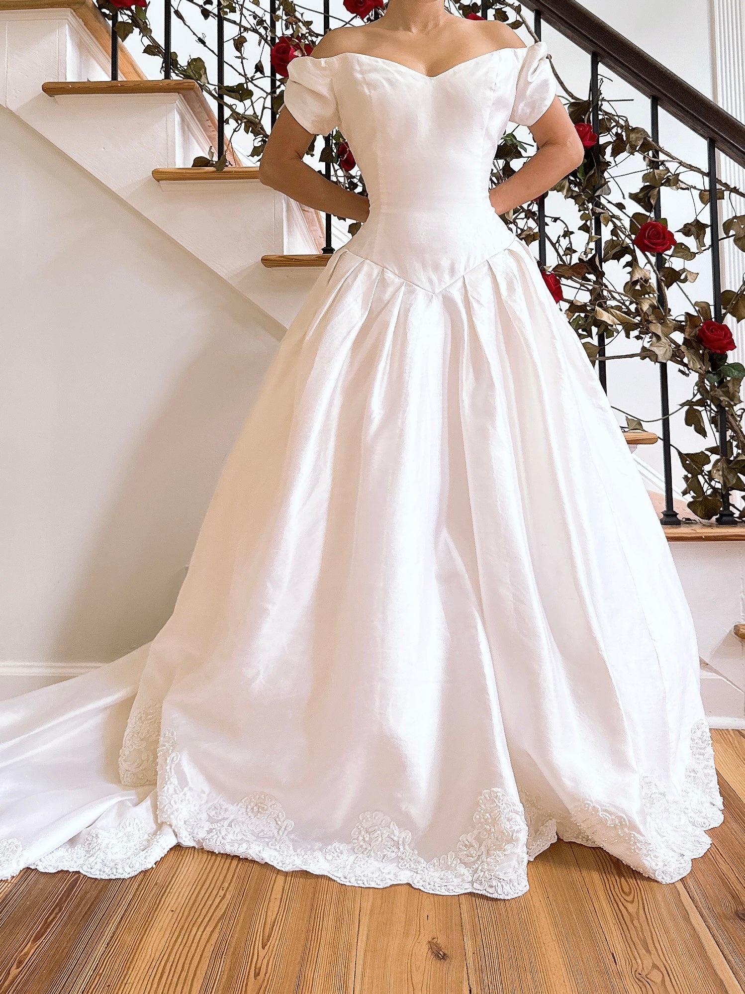 Vintage Cream Raw Silk Gown - M