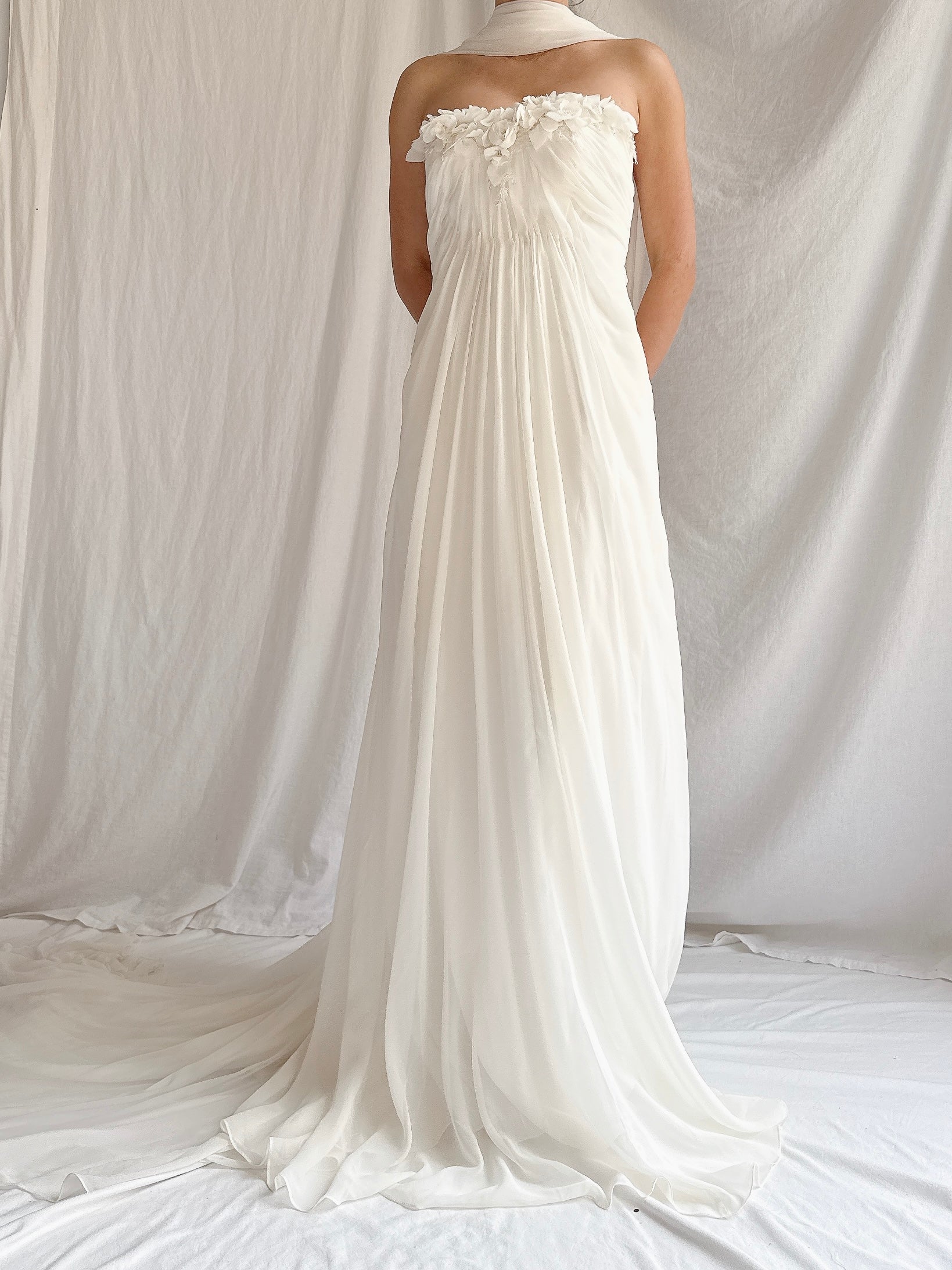 1990s Maggie Sotero Couture Chiffon Gown - XS-S