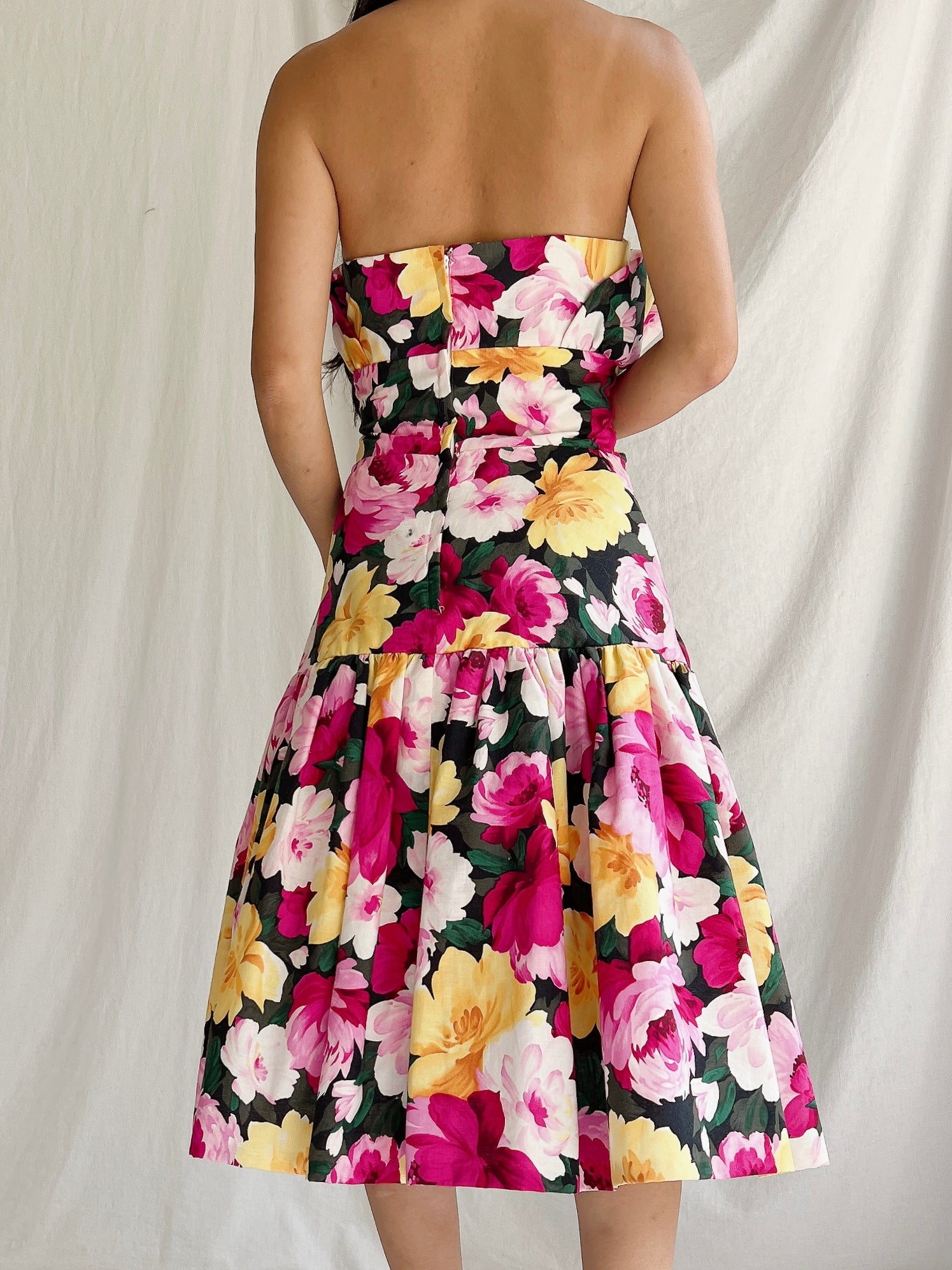Vintage Floral Dropped Waist Dress - XS/S