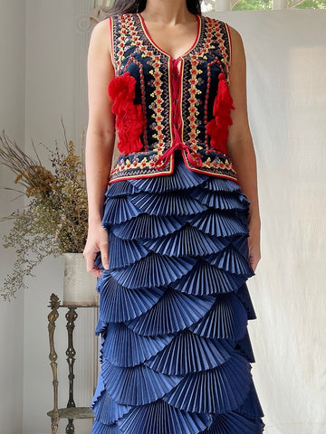Vintage Polish Beaded Tassel Corset - S/M